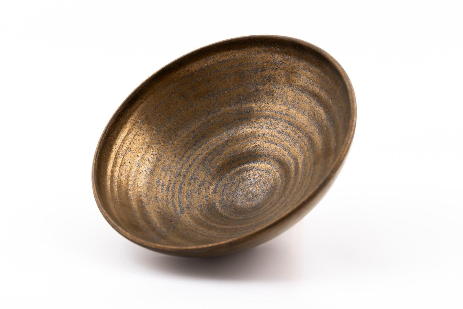 GC50 Dark gold glaze flared serving dish by Gail Cooper, available at Padstow Gallery, Cornwall