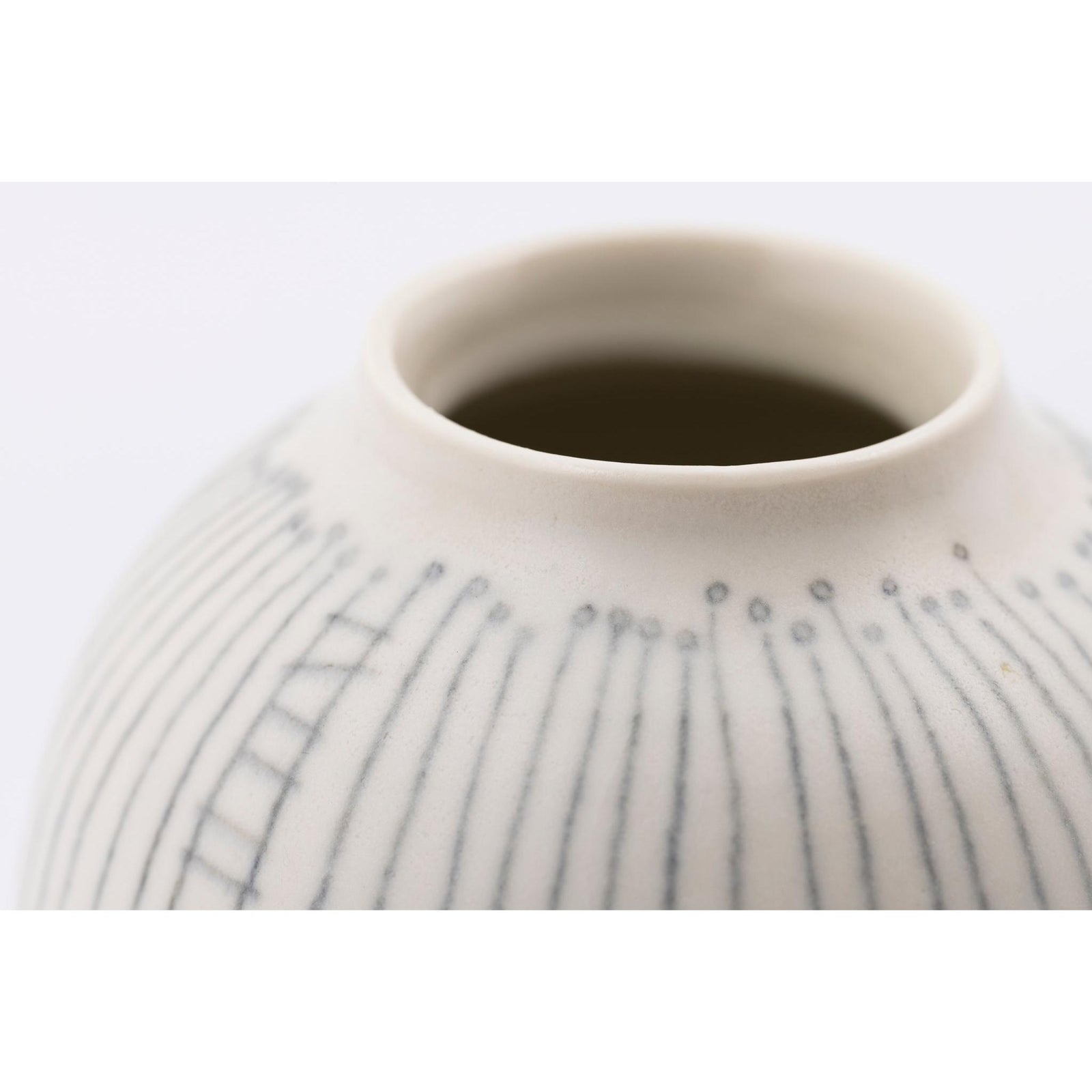 SC22 Porcelain Moon Jar with Sgraffito by Sarah Cooling available at Padstow Gallery, Cornwall