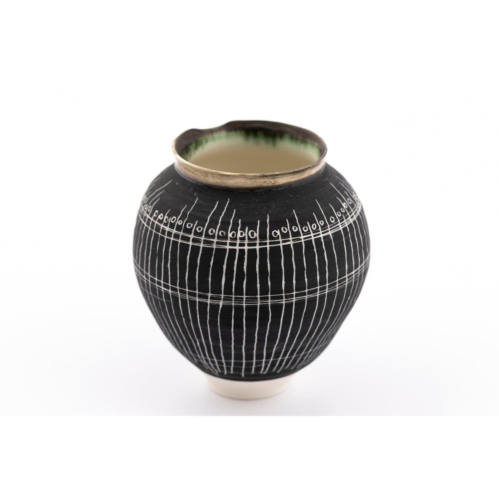 SC24 Small Moon Jar with Sgraffito by Sarah Cooling available at Padstow Gallery, Cornwall