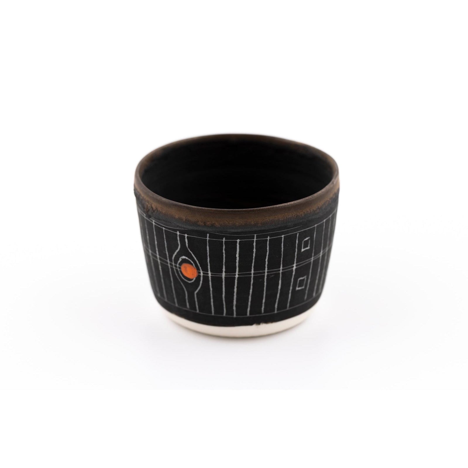 SC12 Sgraffitto Orange Pop Cup by Sarah Cooling available at Padstow Gallery, Cornwall
