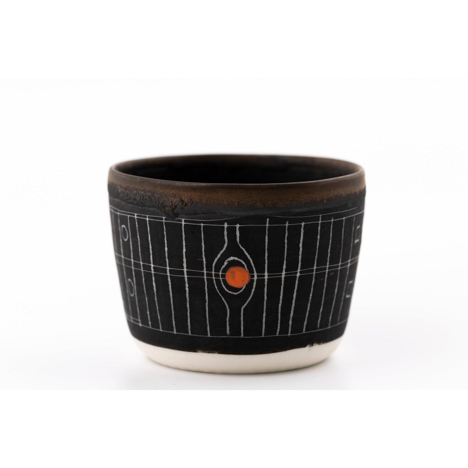 SC12 Sgraffitto Orange Pop Cup by Sarah Cooling available at Padstow Gallery, Cornwall
