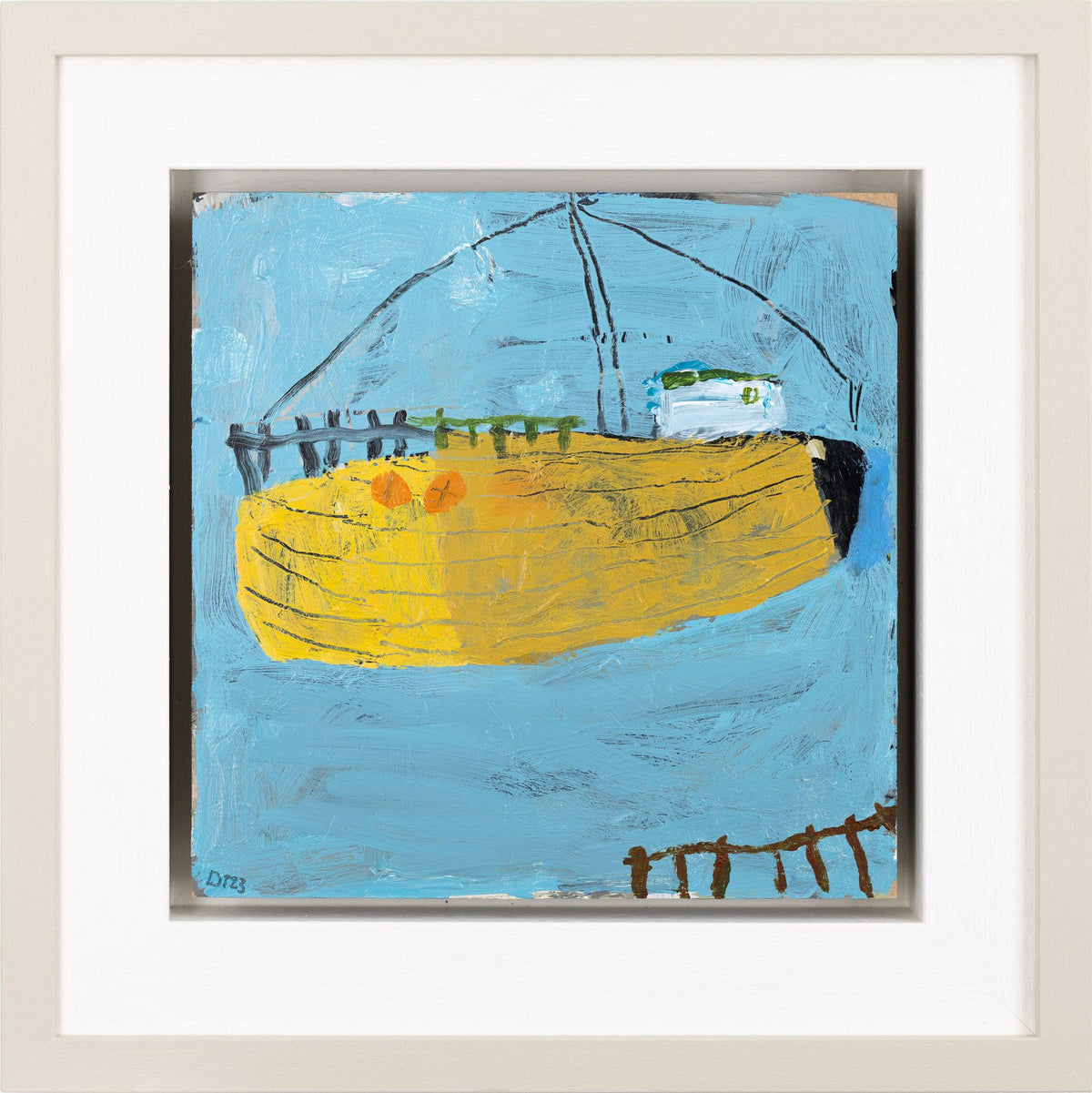&#39;Yellow Voyager&#39; mixed media original on panel by David Pearce fine art, available at Padstow Gallery, Cornwall
