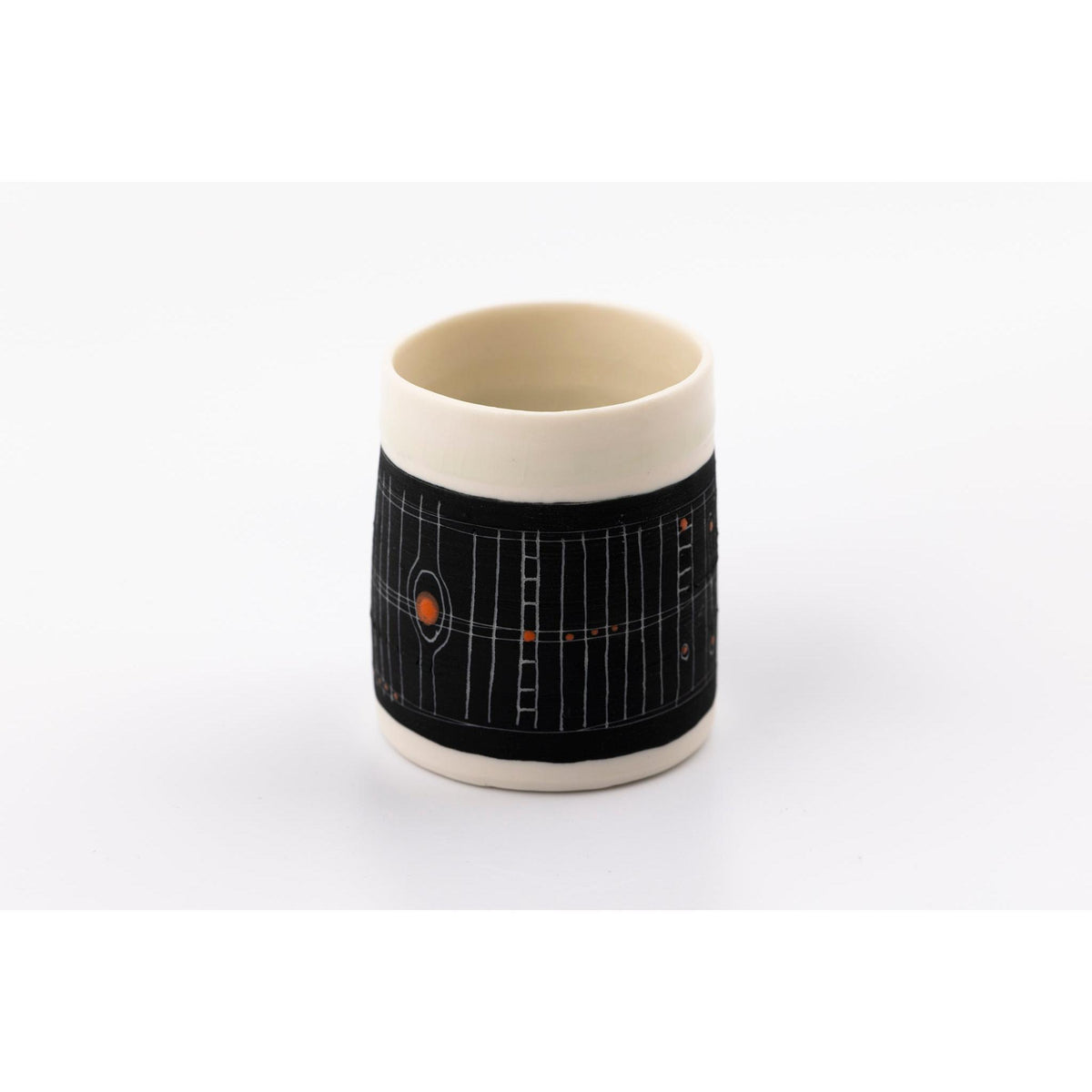 SC14 Sgraffitto Orange Pop Open Vessel by Sarah Cooling available at Padstow Gallery, Cornwall