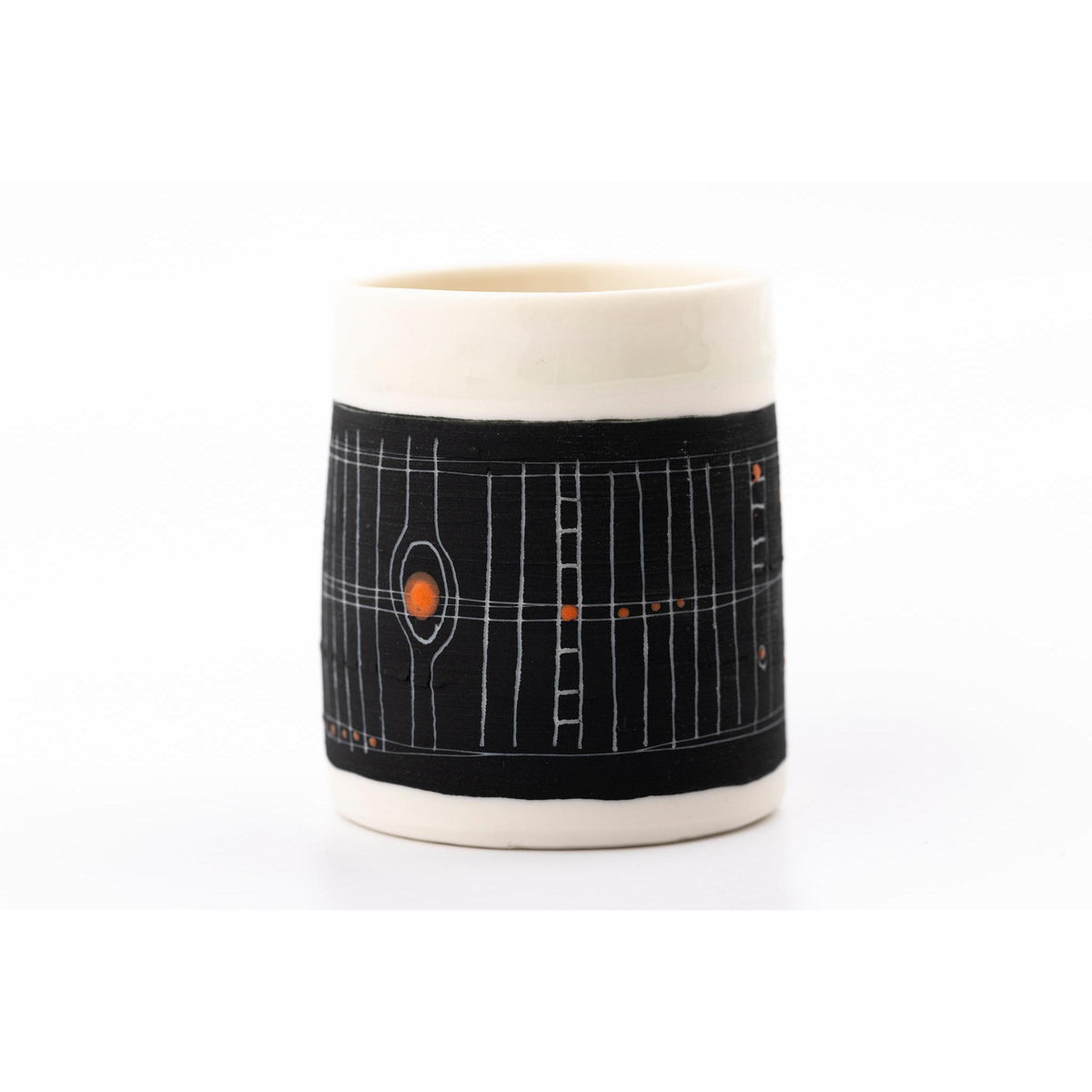 SC14 Sgraffitto Orange Pop Open Vessel by Sarah Cooling available at Padstow Gallery, Cornwall