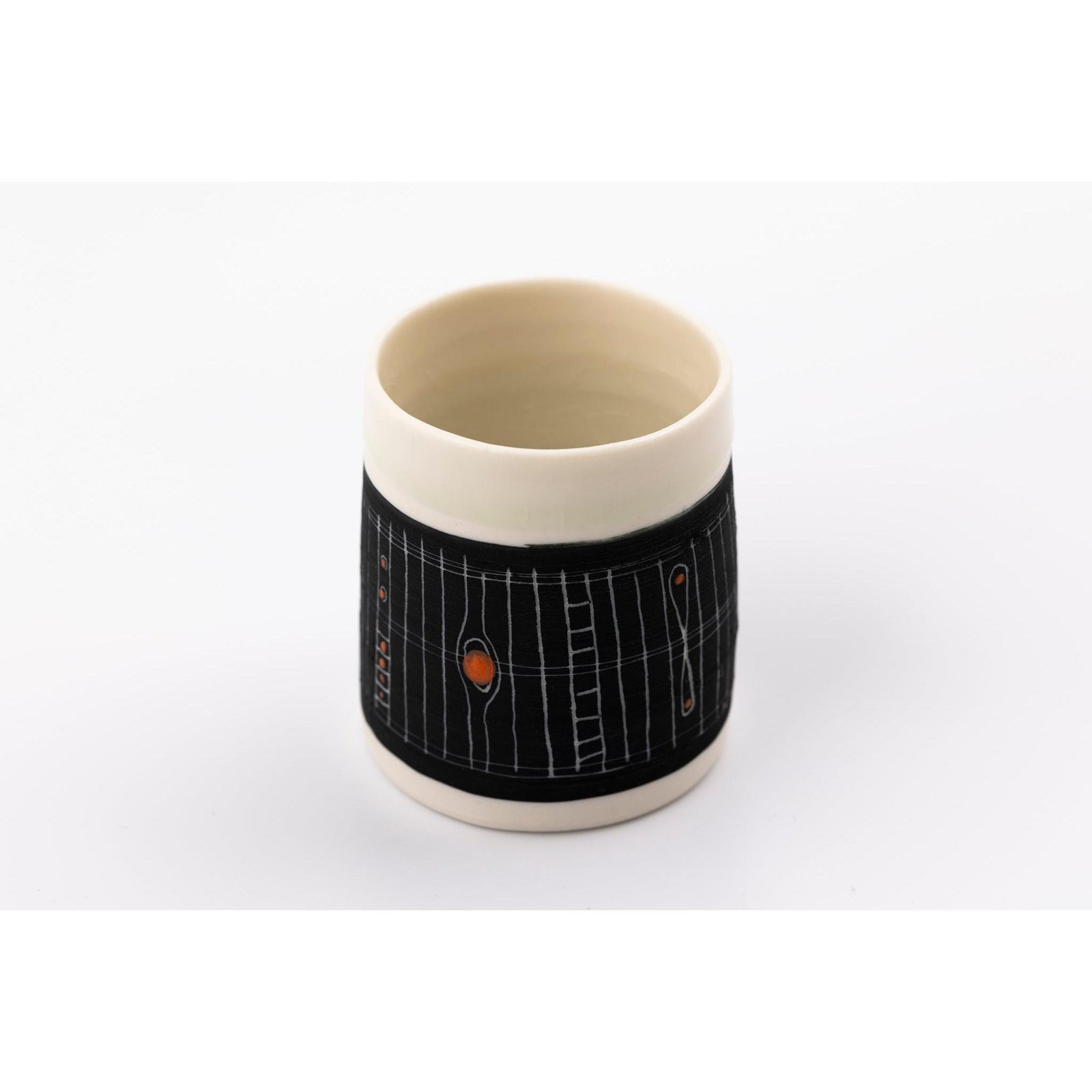 SC14 Sgraffitto Orange Pop Open Vessel by Sarah Cooling available at Padstow Gallery, Cornwall