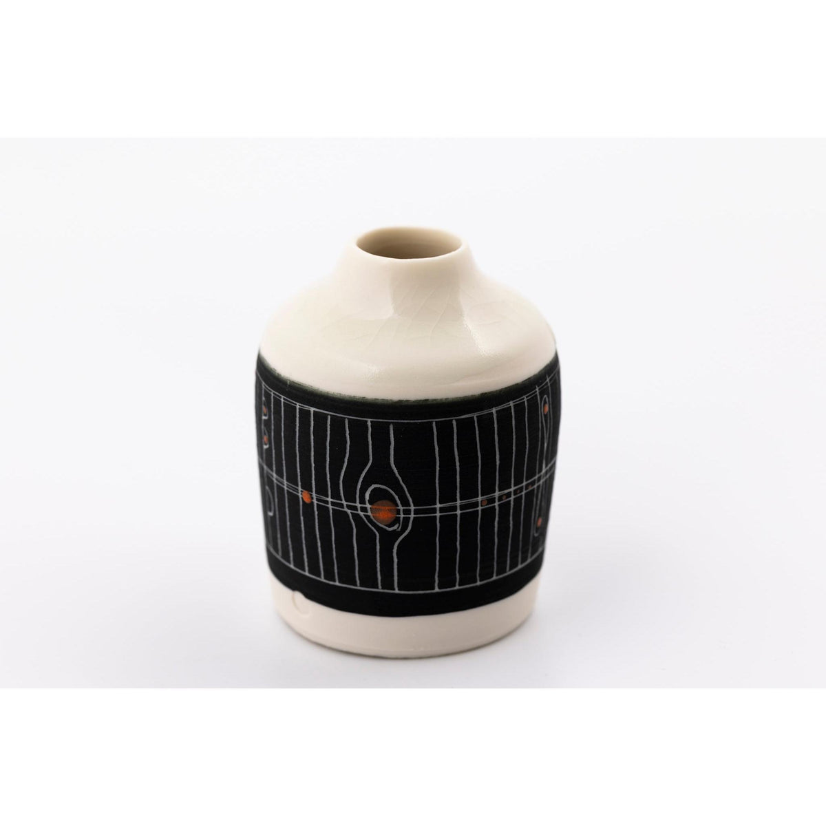 SC09 Sgraffitto Orange Pop Bottle by Sarah Cooling available at Padstow Gallery, Cornwall