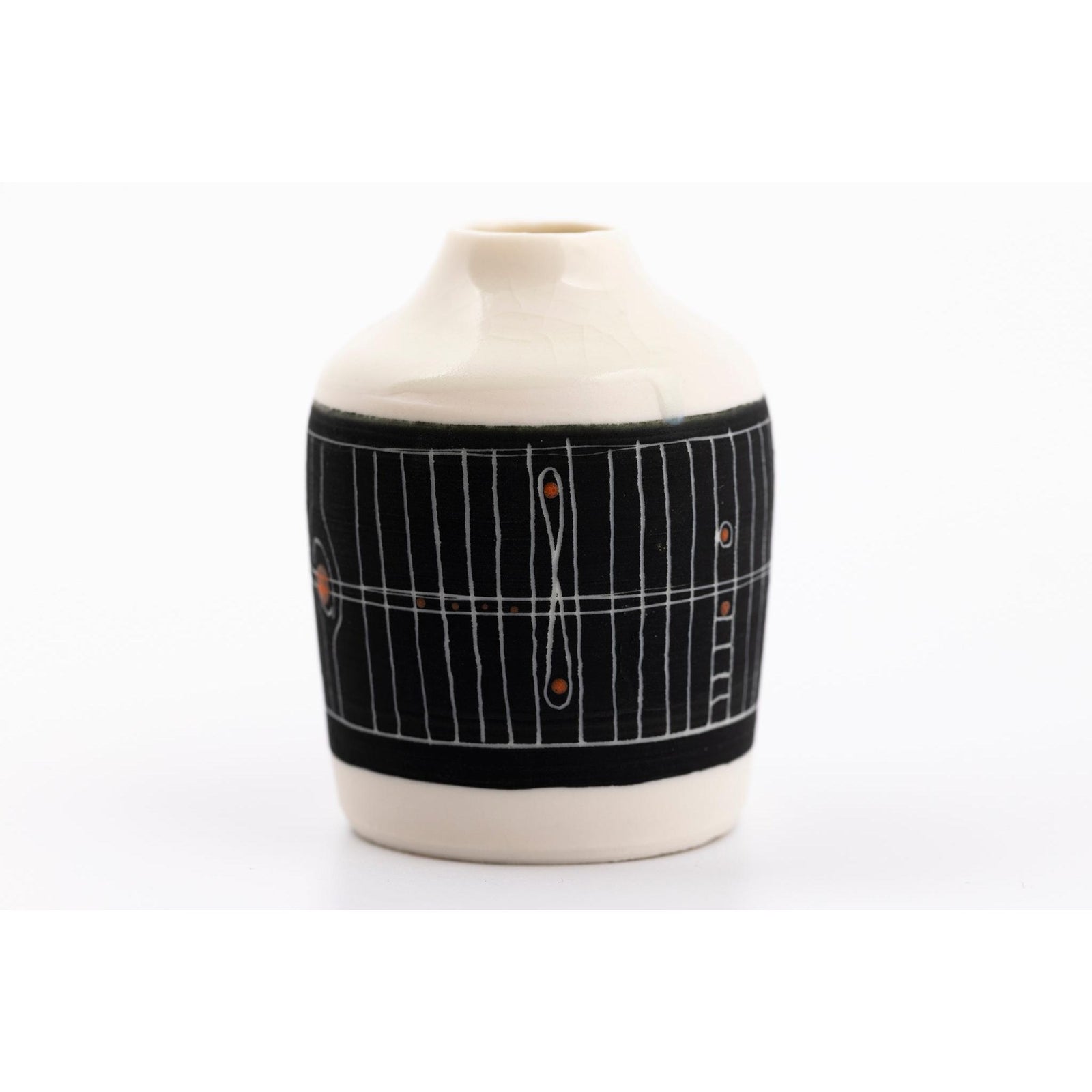 SC09 Sgraffitto Orange Pop Bottle by Sarah Cooling available at Padstow Gallery, Cornwall