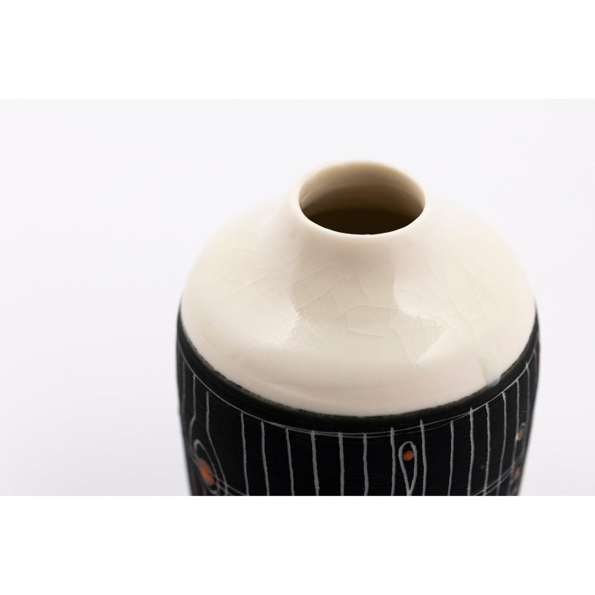 SC09 Sgraffitto Orange Pop Bottle by Sarah Cooling available at Padstow Gallery, Cornwall