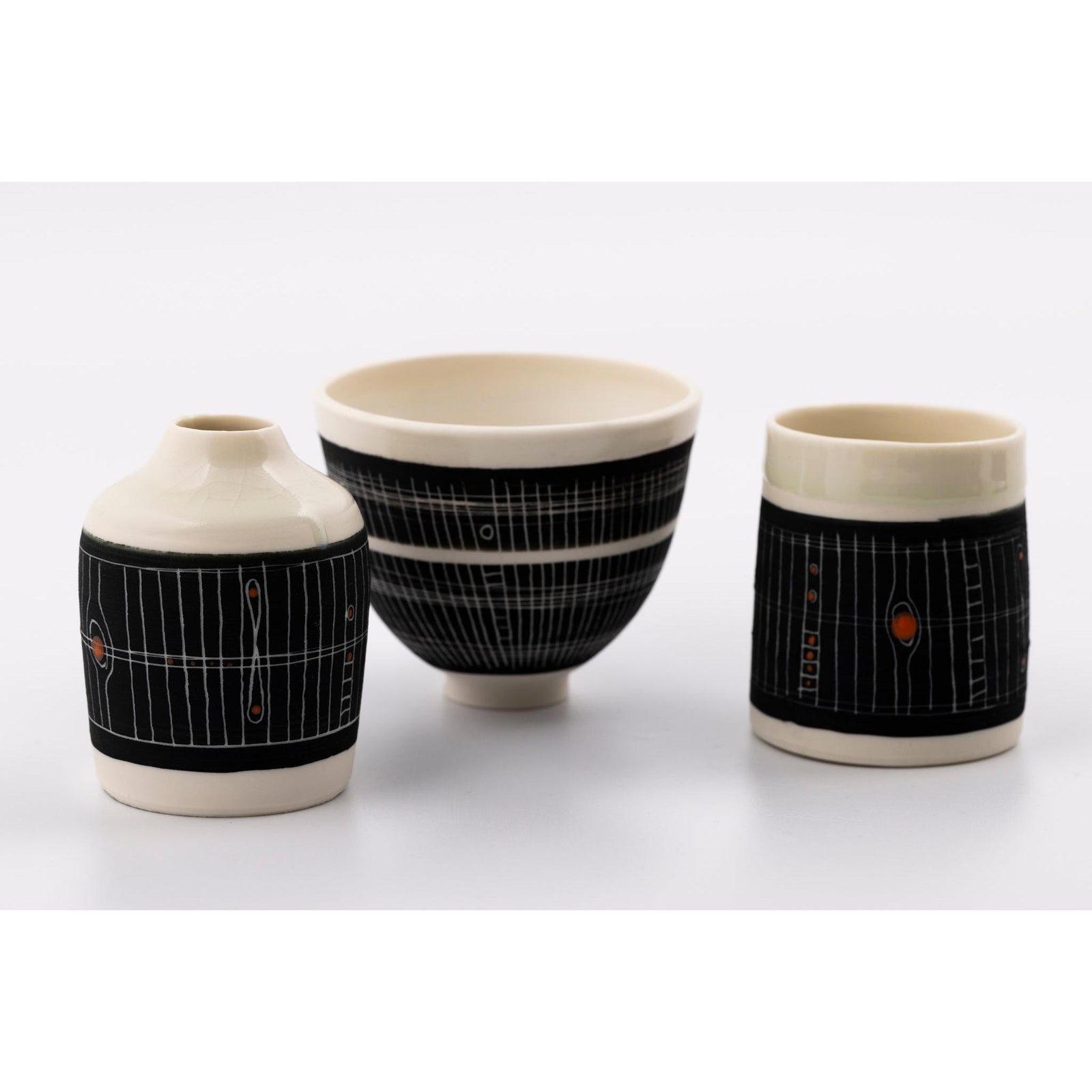 SC25 Tea Bowl with Sgraffito by Sarah Cooling available at Padstow Gallery, Cornwall