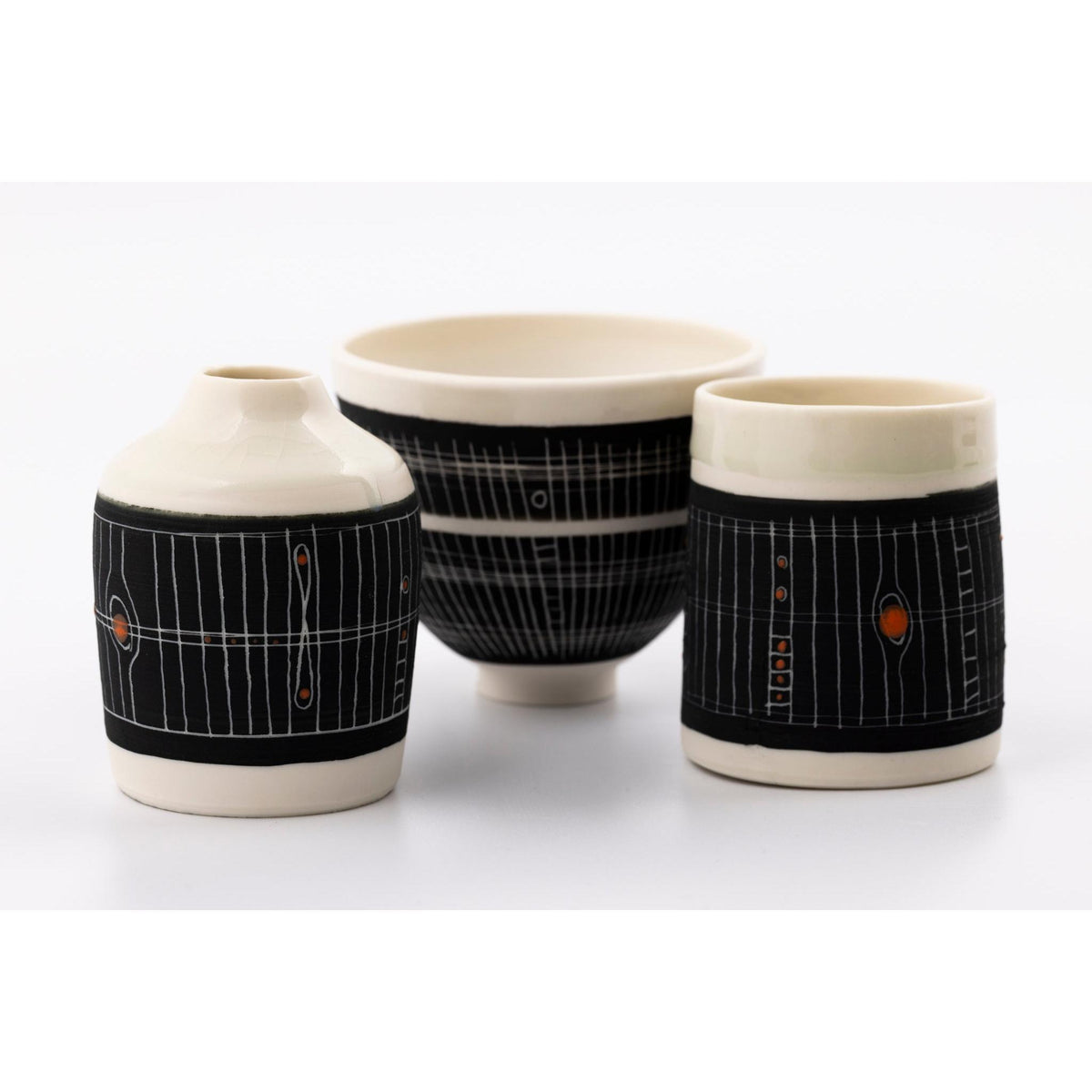 SC25 Tea Bowl with Sgraffito by Sarah Cooling available at Padstow Gallery, Cornwall