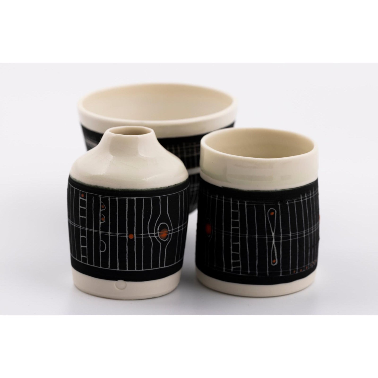 SC14 Sgraffitto Orange Pop Open Vessel by Sarah Cooling available at Padstow Gallery, Cornwall