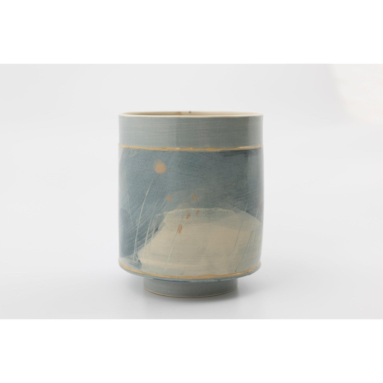 EKW1 Small Vessel | Blue with dusky pink, handbuilt ceramic created by Emily-Kriste Wilcox, available from Padstow Gallery, Cornwall