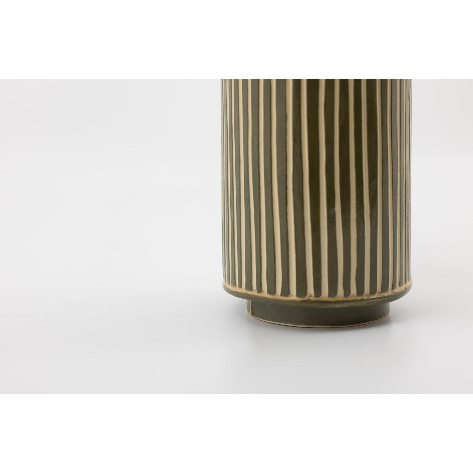 EKW9 Mid Vessel | Forest Green Stripe, handbuilt ceramic created by Emily-Kriste Wilcox, available from Padstow Gallery, Cornwall