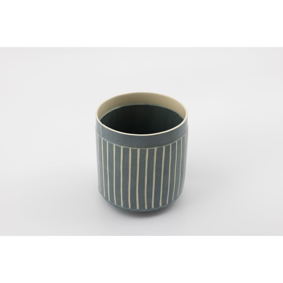 EKW14 Mid Round Vessel | Navy | handbuilt ceramic created by Emily-Kriste Wilcox, available from Padstow Gallery, Cornwall