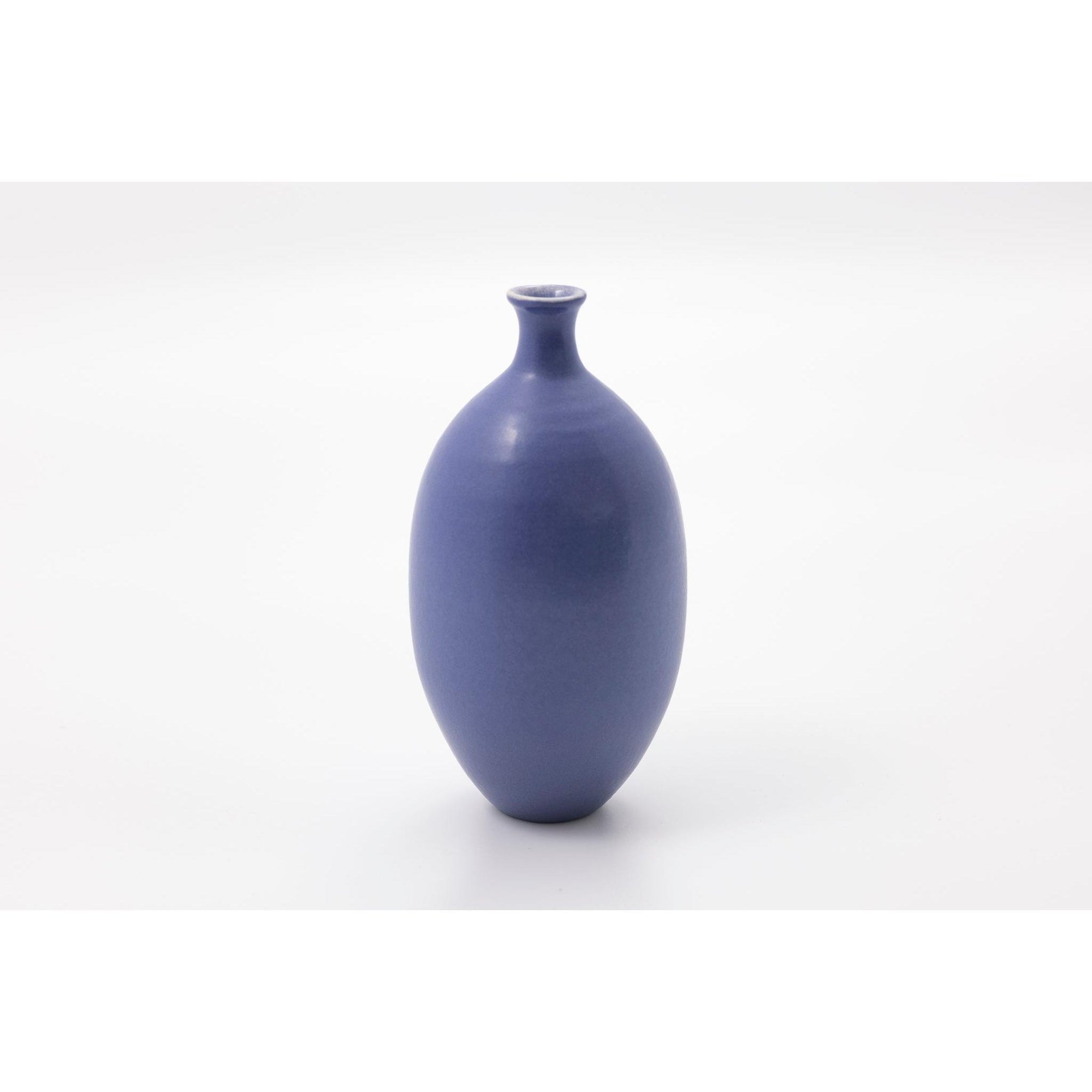 'LB216 Violet Blue Oval vase' by Lucy Burley ceramics, available at Padstow Gallery, Cornwall