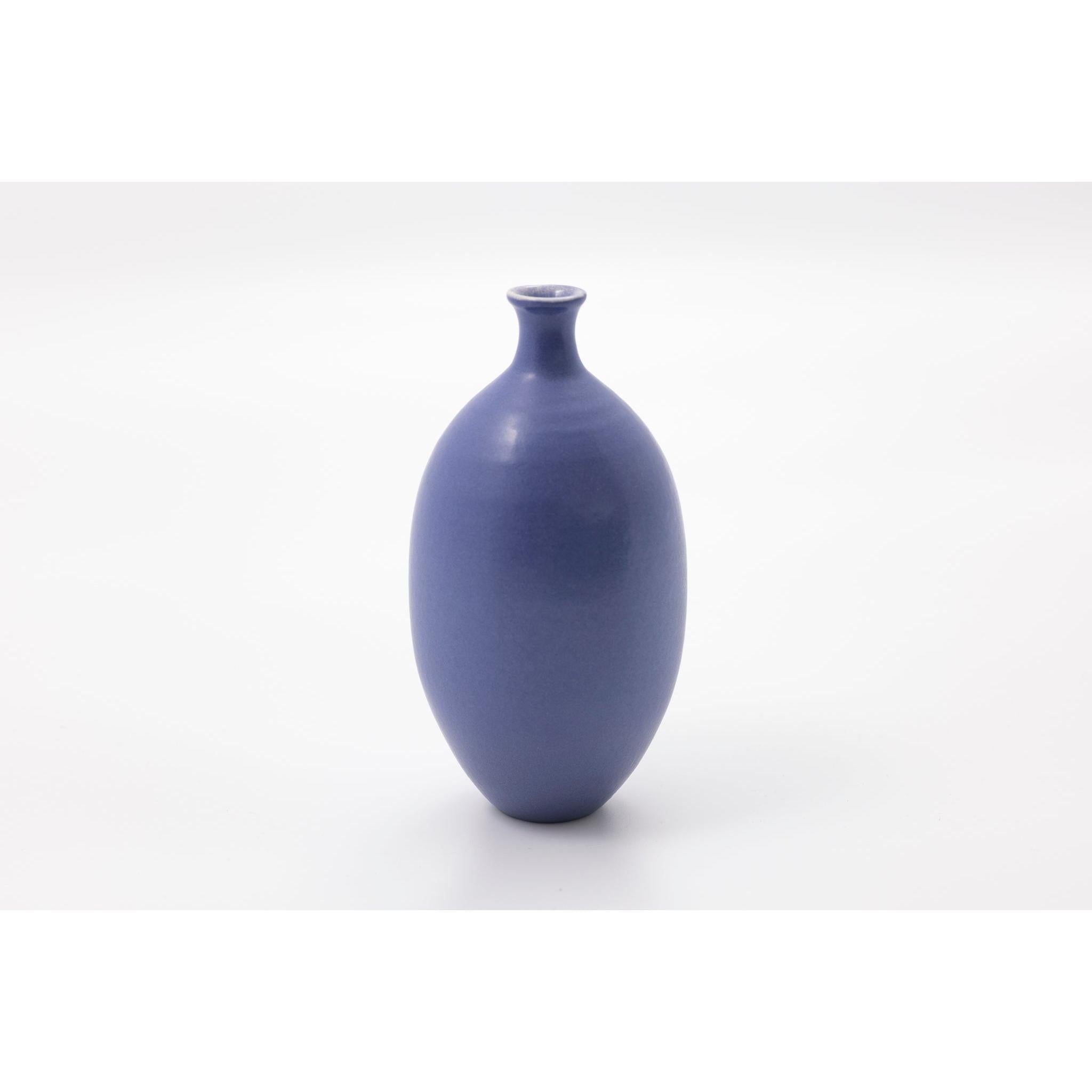 'LB216 Violet Blue Oval vase' by Lucy Burley ceramics, available at Padstow Gallery, Cornwall