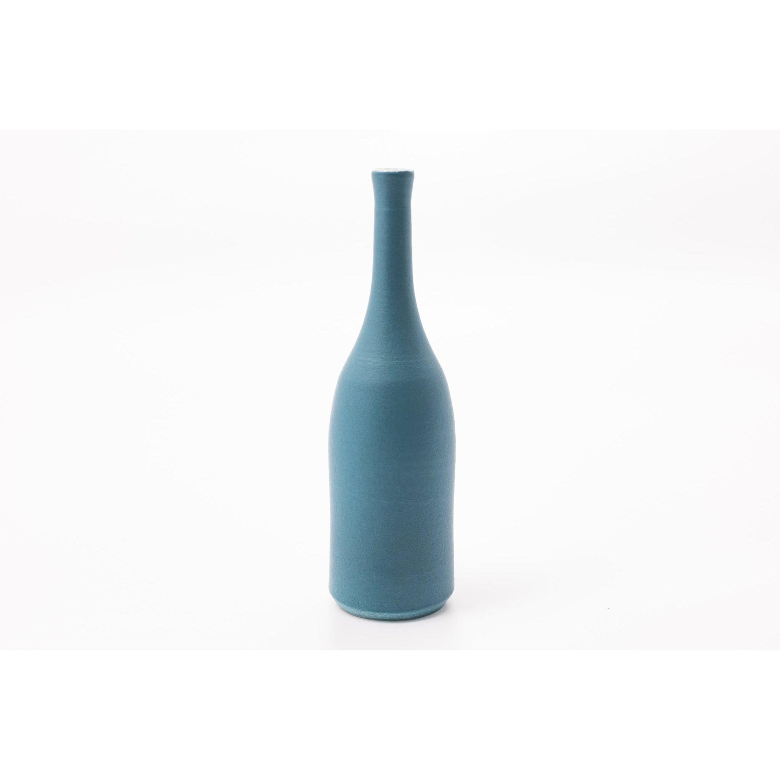 'LB211 Deep Sea Green bottle' by Lucy Burley ceramics, available at Padstow Gallery, Cornwall