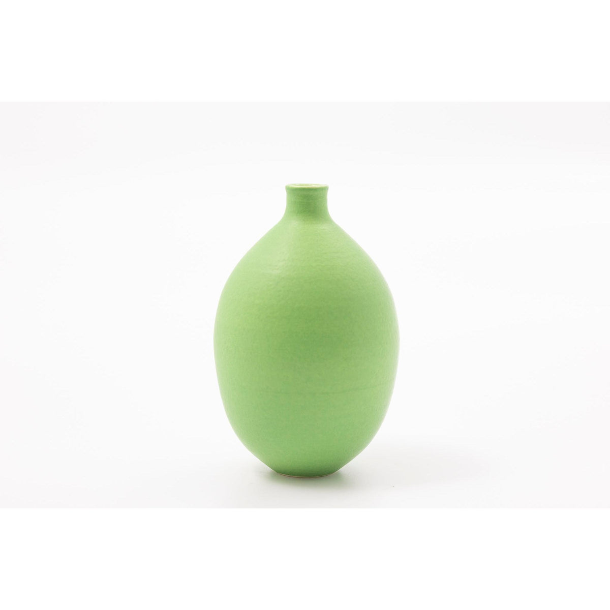 'LB206 Apple Green oval vase' by Lucy Burley ceramics, available at Padstow Gallery, Cornwall