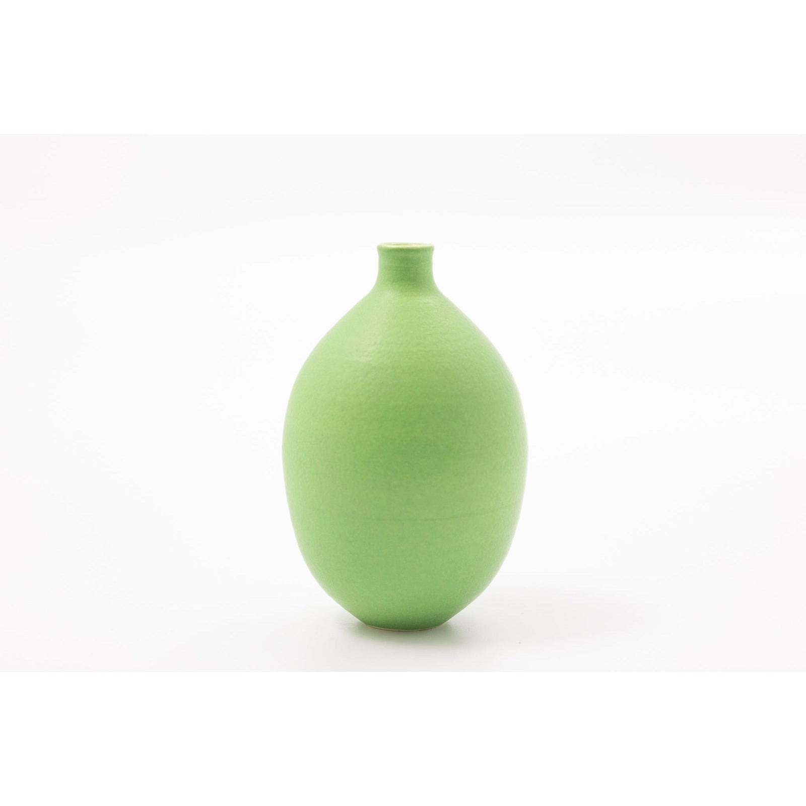 'LB206 Apple Green oval vase' by Lucy Burley ceramics, available at Padstow Gallery, Cornwall