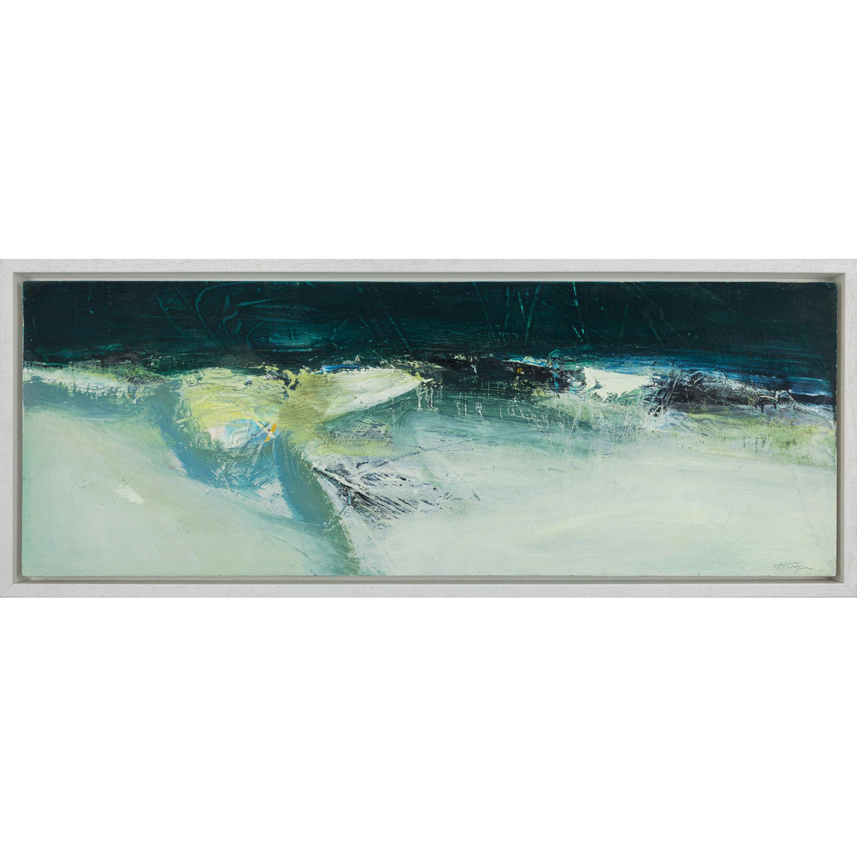 &#39;Emerald Coastal&#39; oil original by Justine Lois Thorpe, available at Padstow Gallery, Cornwall