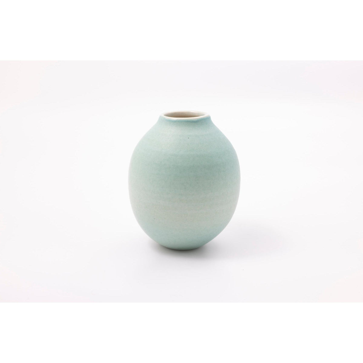 'LB208 Duck Egg oval vase' by Lucy Burley ceramics, available at Padstow Gallery, Cornwall
