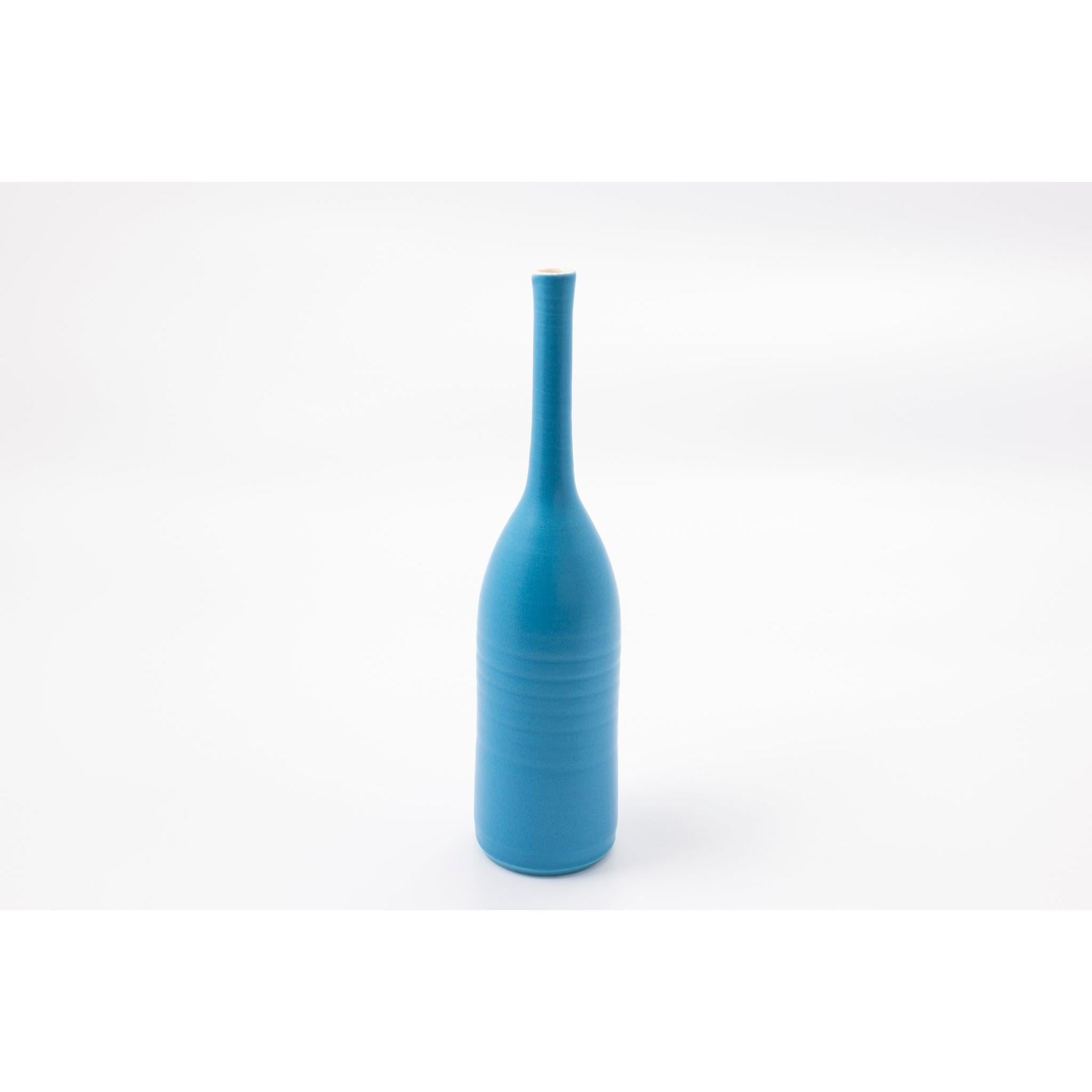 'LB220 Scilly Turquoise Bottle' by Lucy Burley ceramics, available at Padstow Gallery, Cornwall