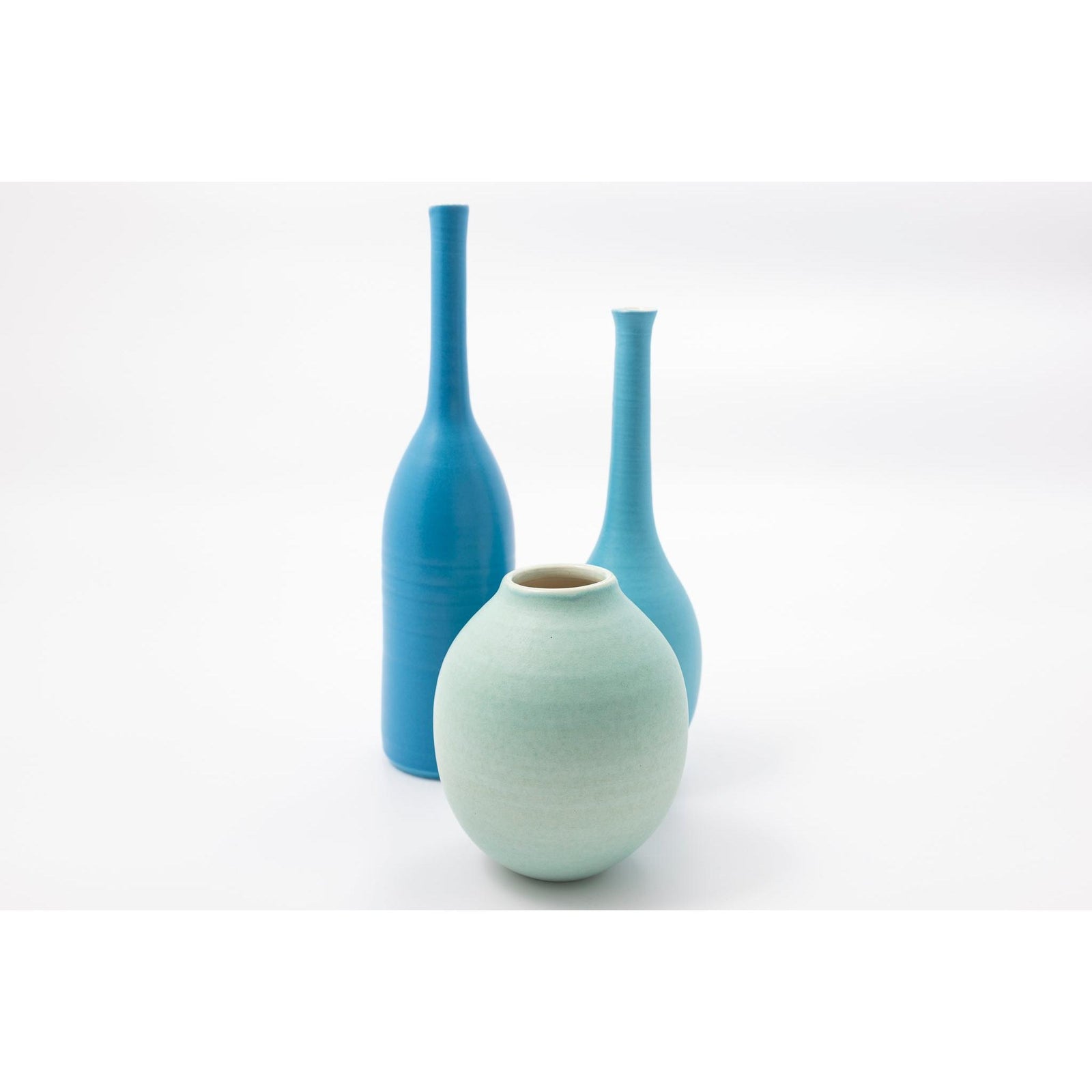 'LB208 Duck Egg oval vase' by Lucy Burley ceramics, available at Padstow Gallery, Cornwall