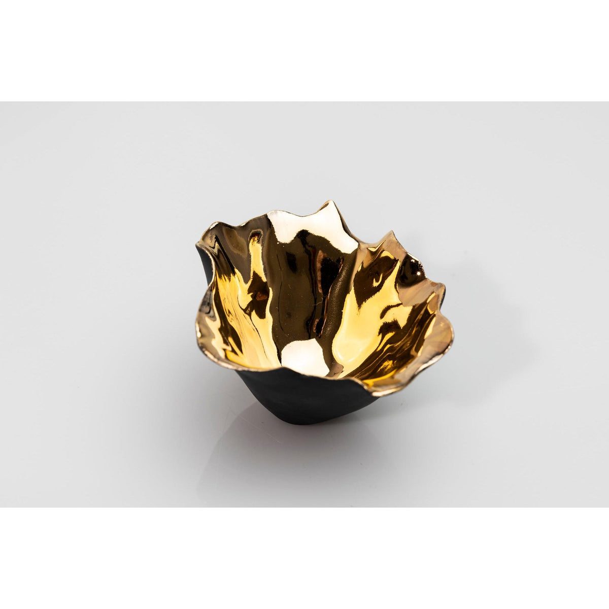 PL01 Tulip 1, black porcelain and gold lustre by Penny Little. Available at Padstow Gallery, Cornwall
