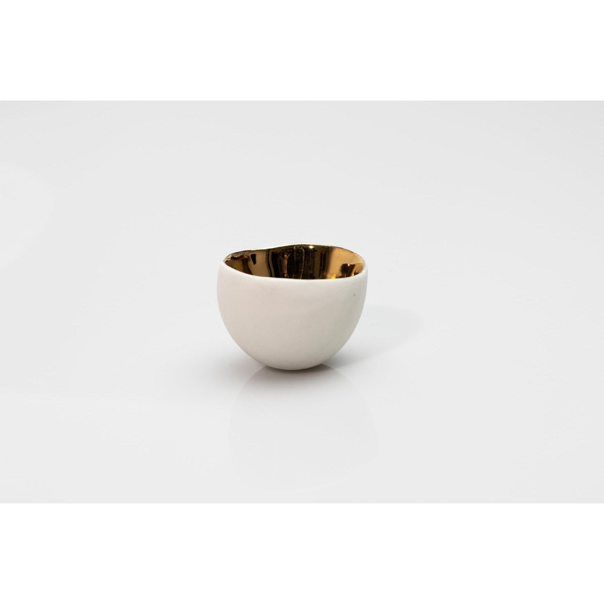 PL06 Pebble  Bowl, white porcelain and gold lustre by Penny Little. Available at Padstow Gallery, Cornwall