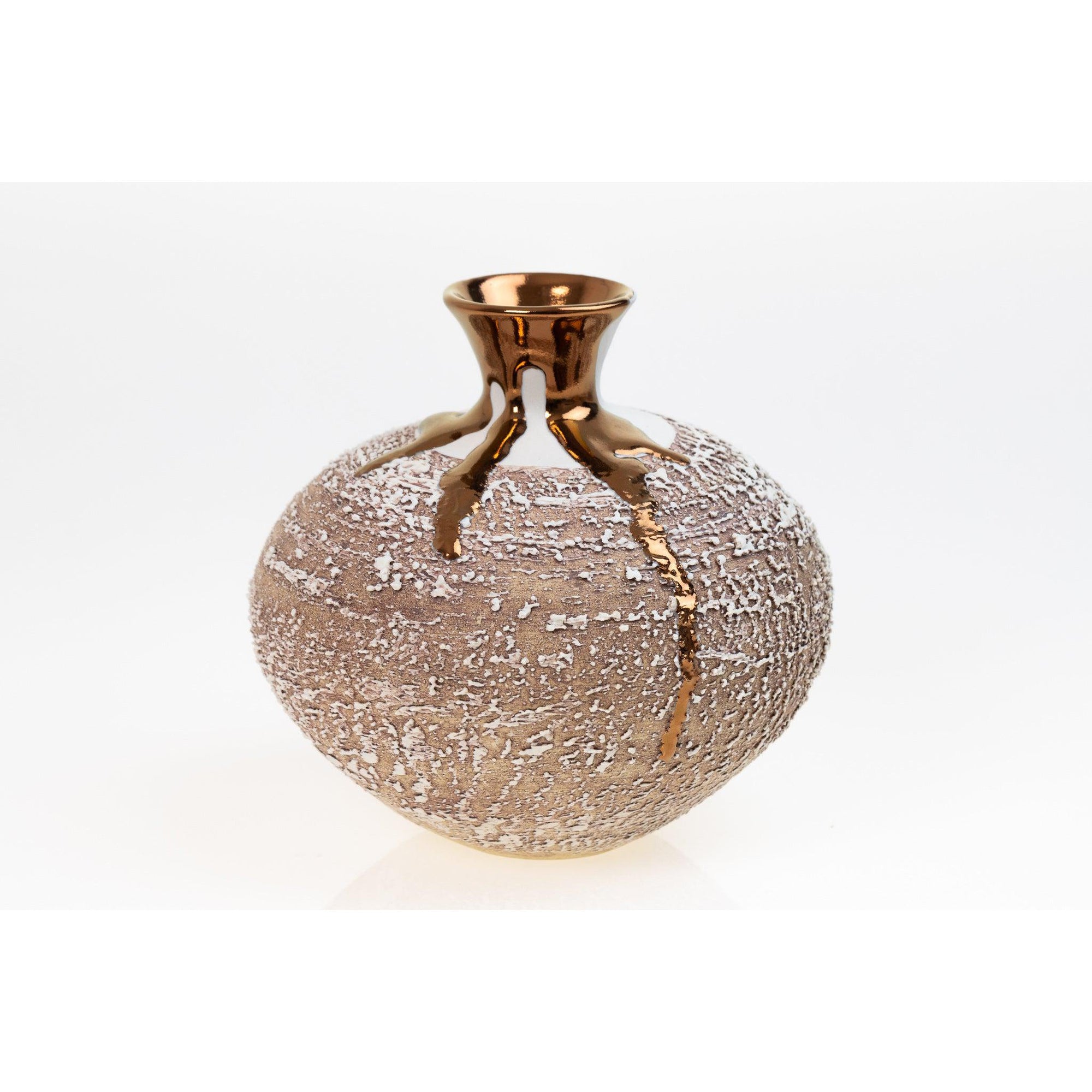 PGX29 Terra Textured Vase with Copper Lustre by Alex McCarthy, available at Padstow Gallery, Cornwall
