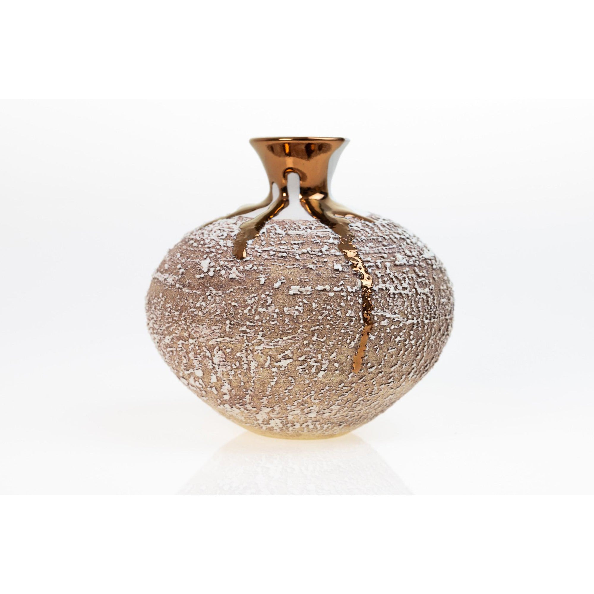 PGX29 Terra Textured Vase with Copper Lustre by Alex McCarthy, available at Padstow Gallery, Cornwall