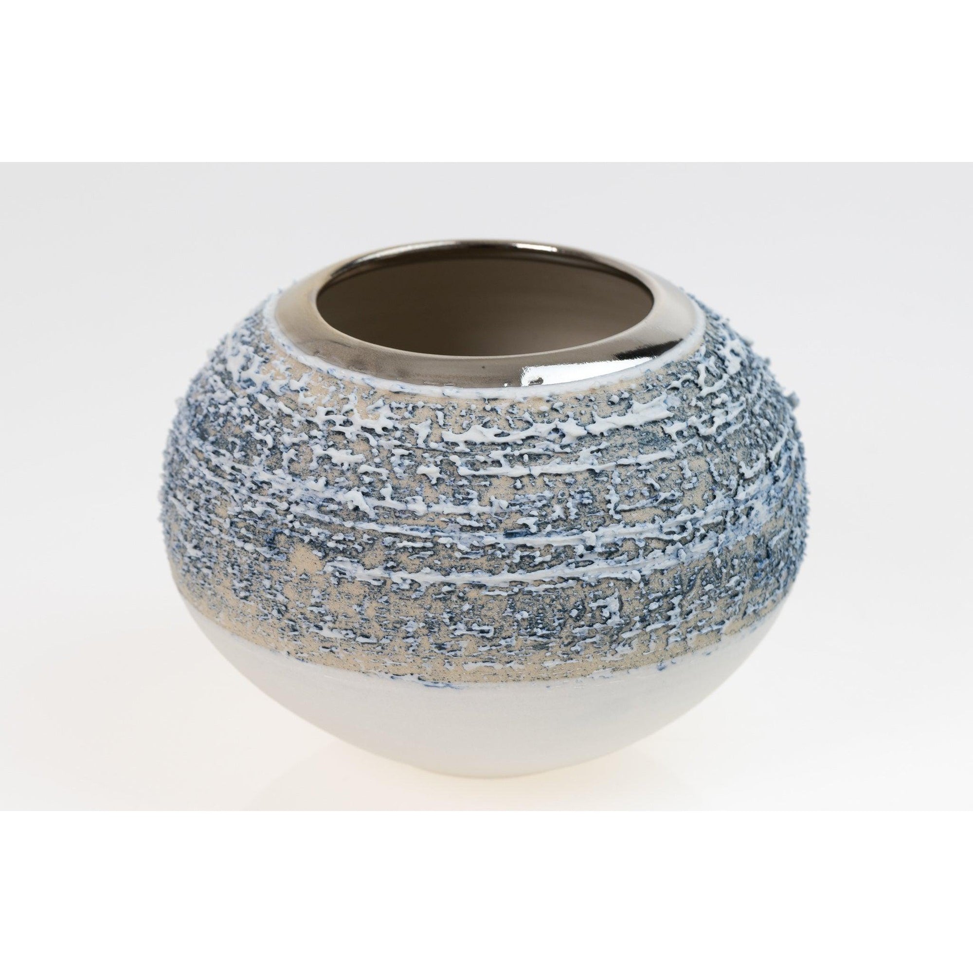 PGX24 Zephyr Textured Orb with Platinum Lustre by Alex McCarthy, available at Padstow Gallery, Cornwall