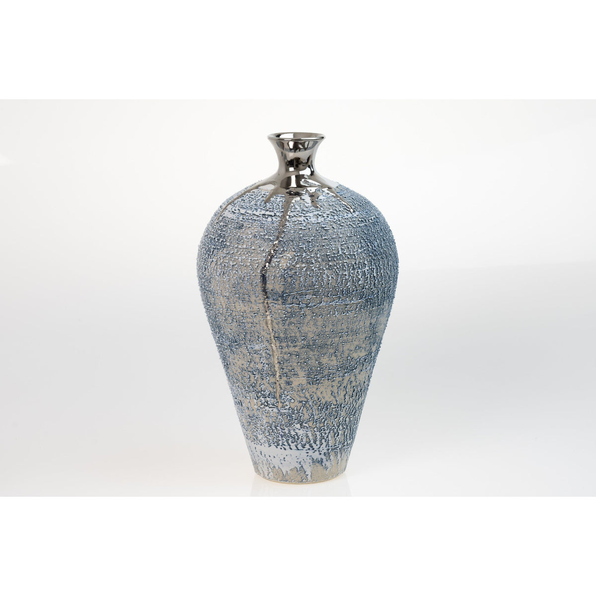 PGX18 Zephyr Textured Vase with Platinum Lustre by Alex McCarthy, available at Padstow Gallery, Cornwall