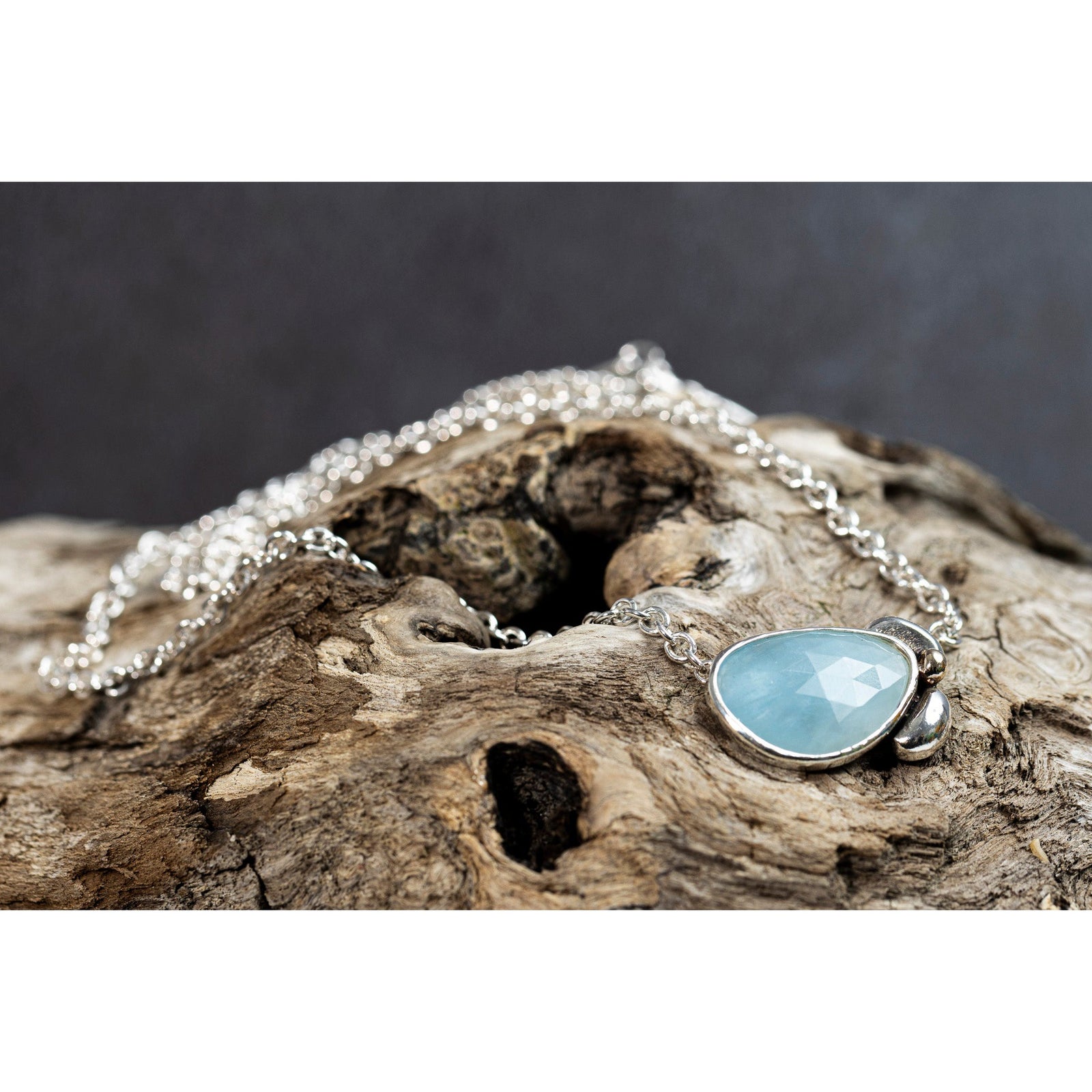 RL19 Large Milky Aqua Cluster Necklace by Rebecca Lawley, available at Padstow Gallery, Cornwall