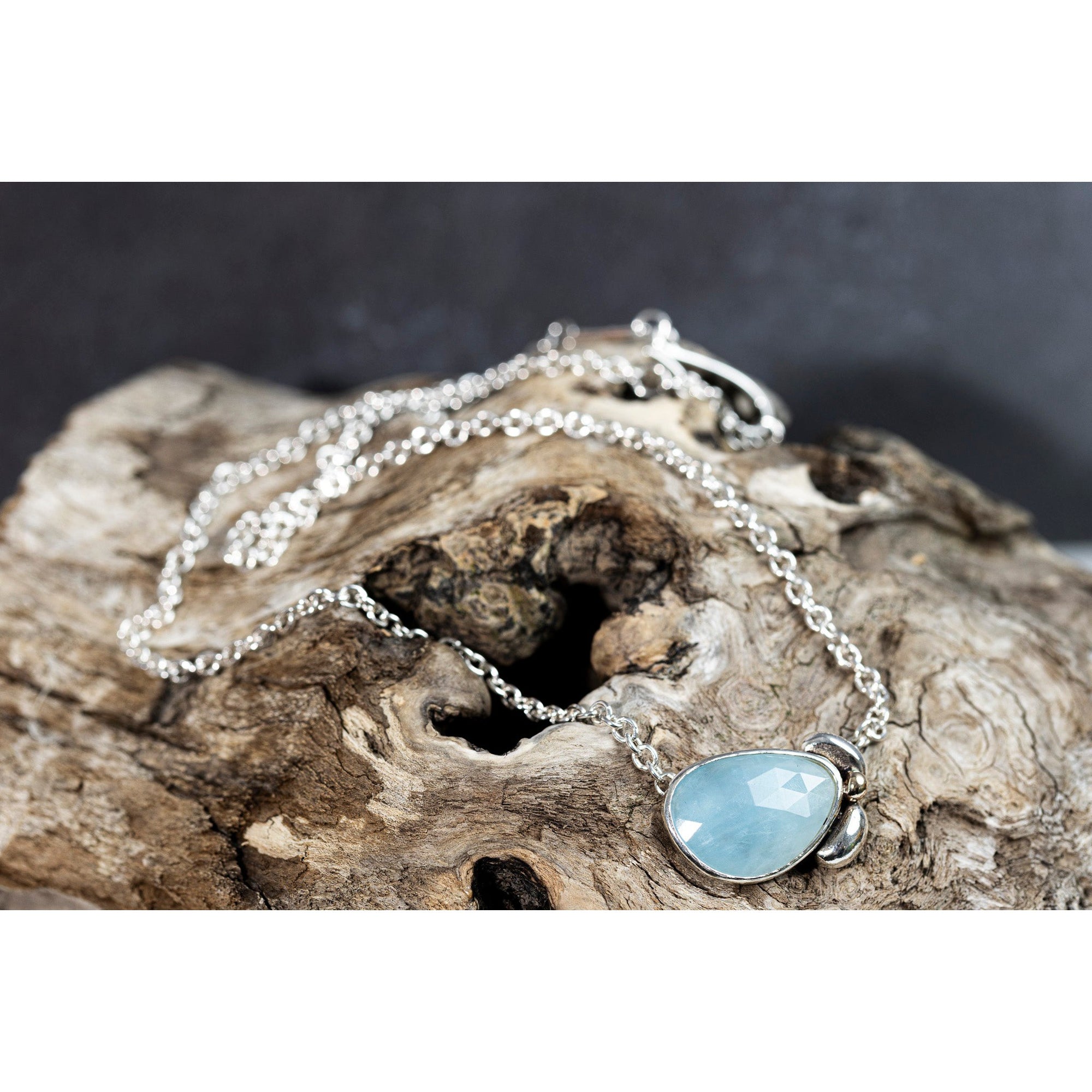 RL19 Large Milky Aqua Cluster Necklace by Rebecca Lawley, available at Padstow Gallery, Cornwall