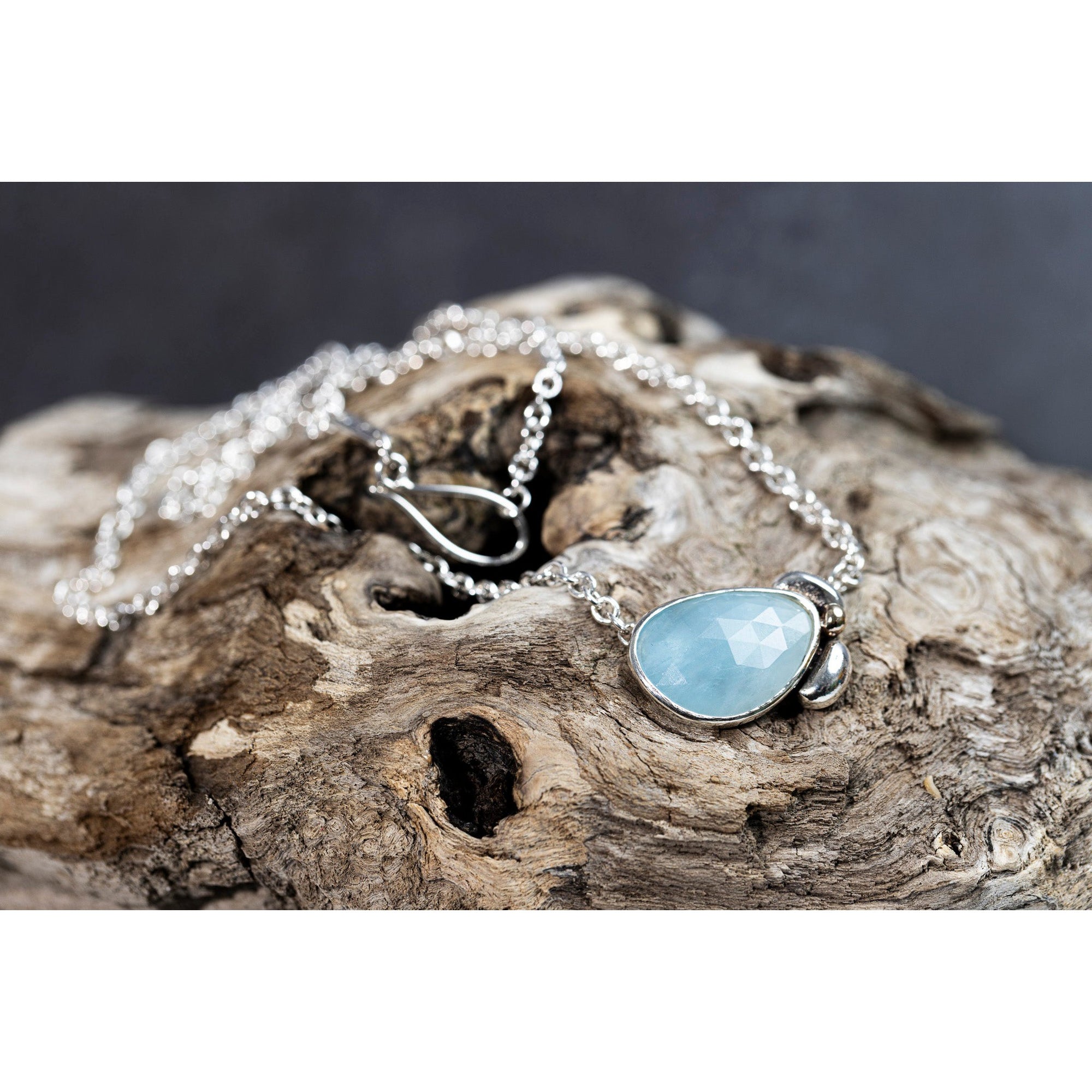 RL19 Large Milky Aqua Cluster Necklace by Rebecca Lawley, available at Padstow Gallery, Cornwall