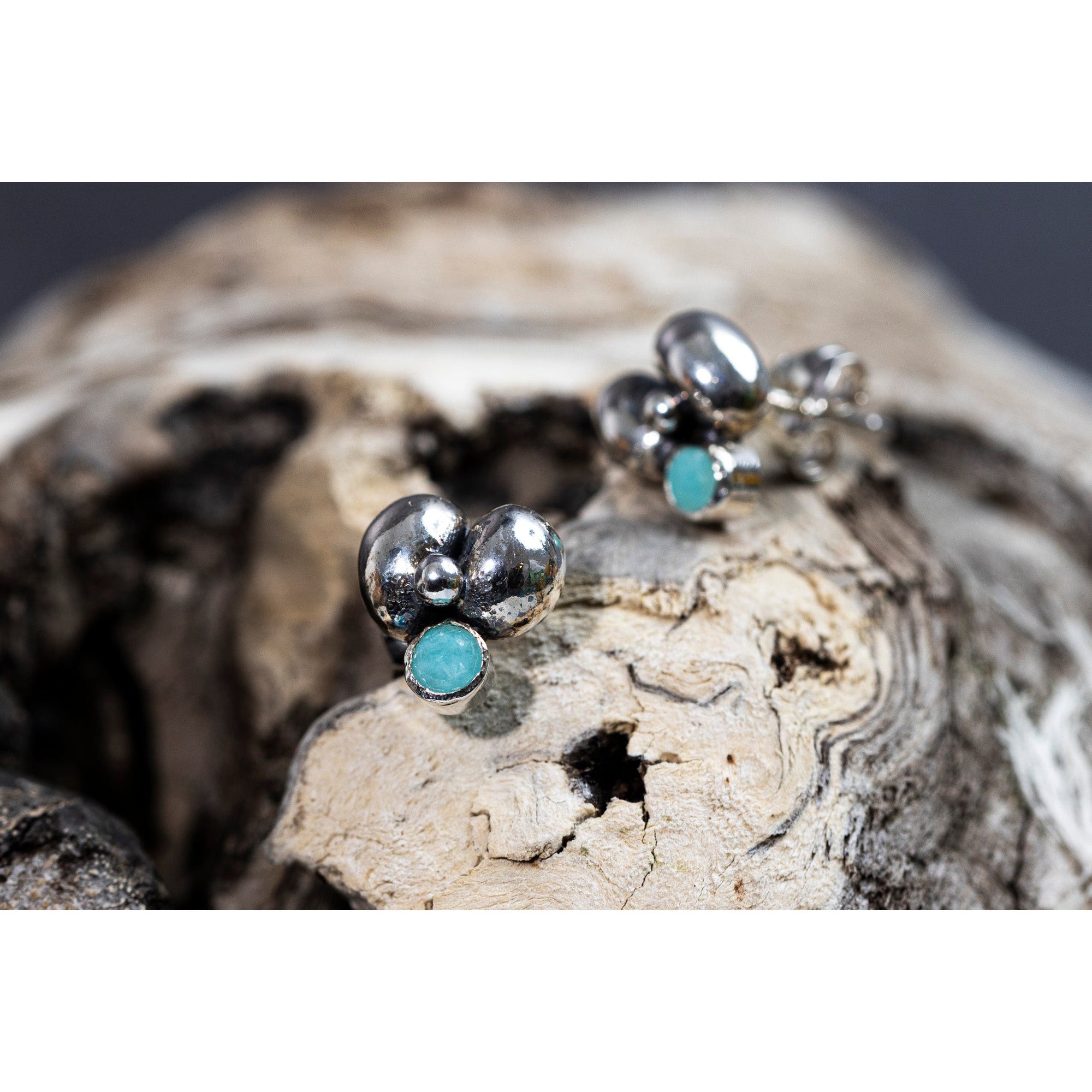 RL17 Amazonite Cluster Studs by Rebecca Lawley, available at Padstow Gallery, Cornwall