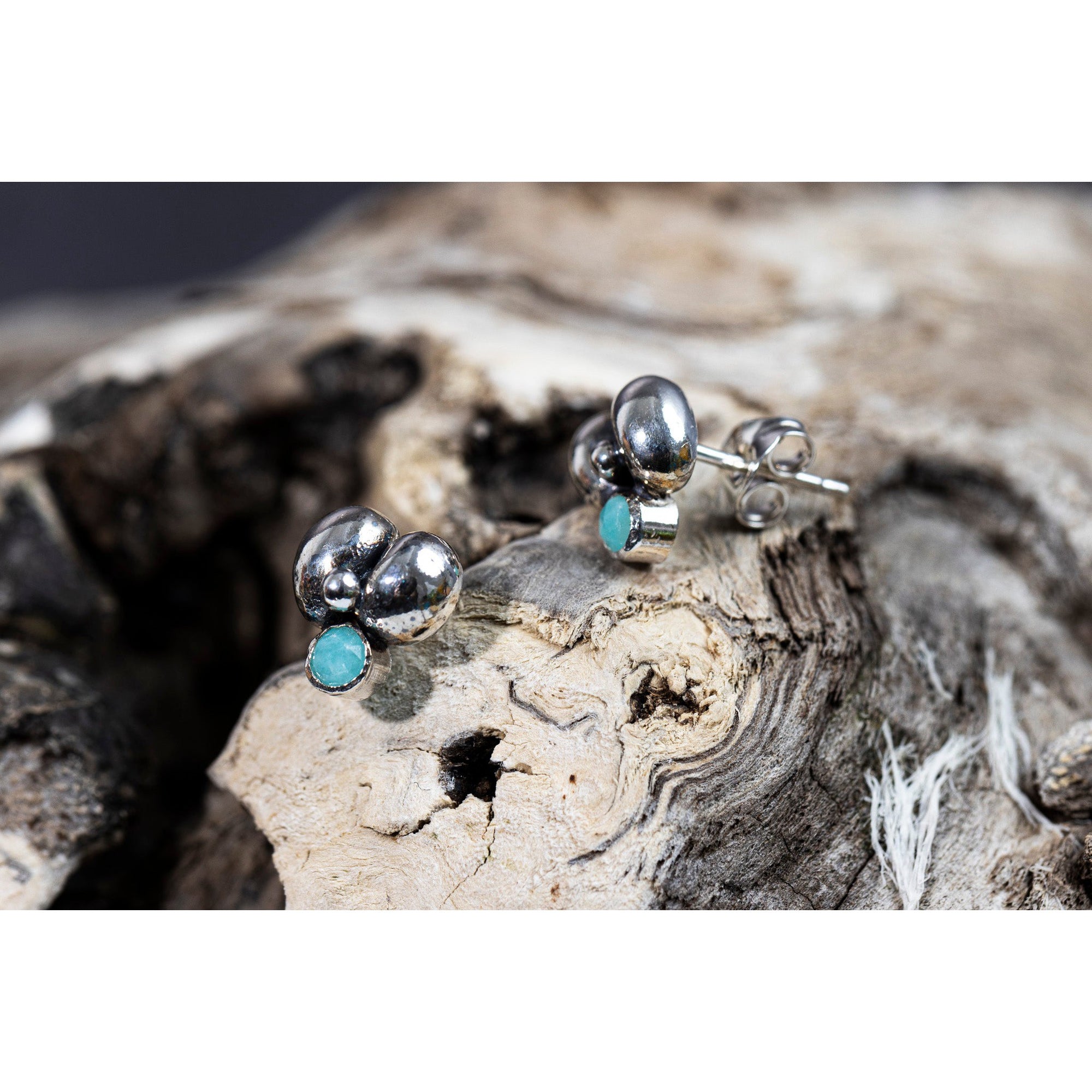 RL17 Amazonite Cluster Studs by Rebecca Lawley, available at Padstow Gallery, Cornwall