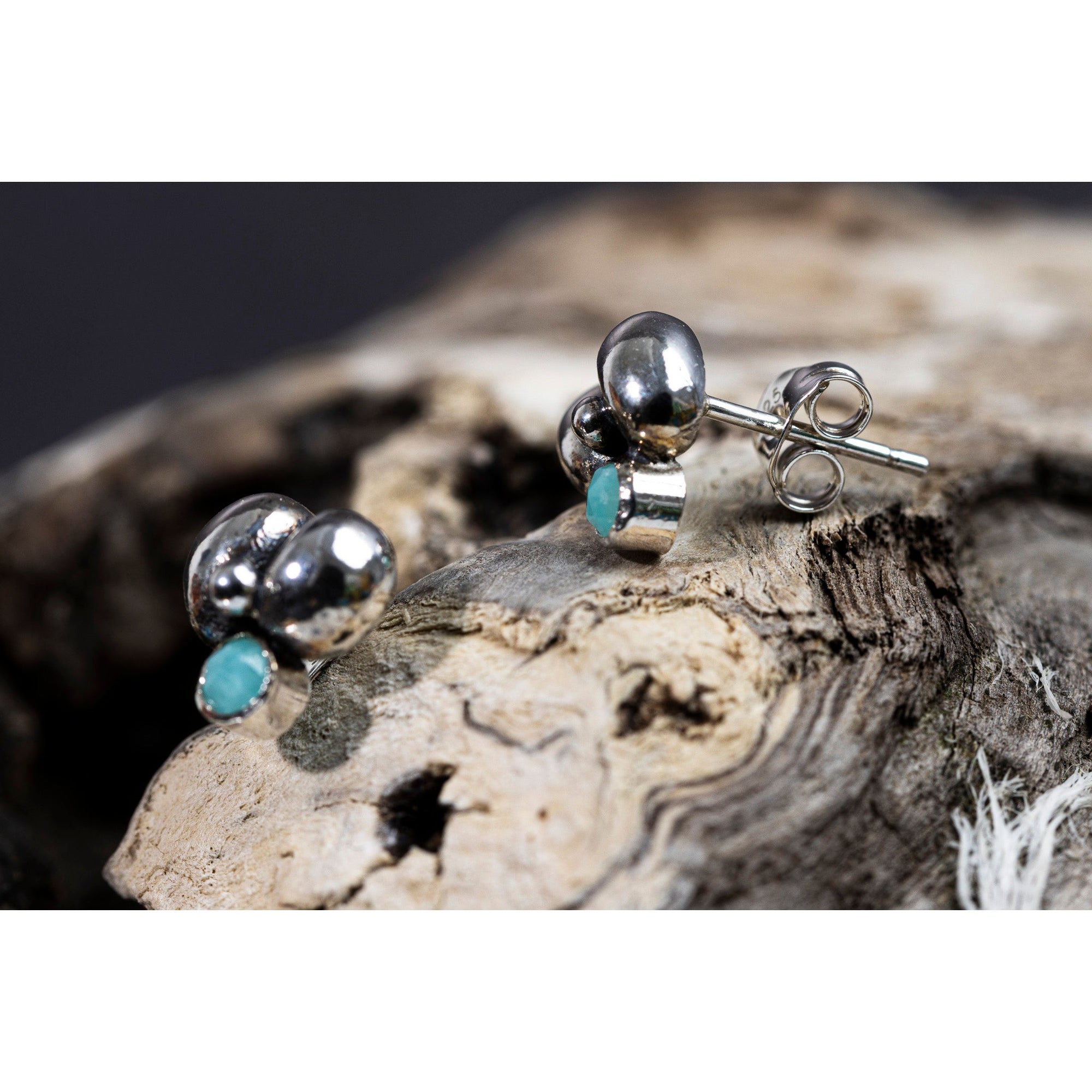 RL17 Amazonite Cluster Studs by Rebecca Lawley, available at Padstow Gallery, Cornwall