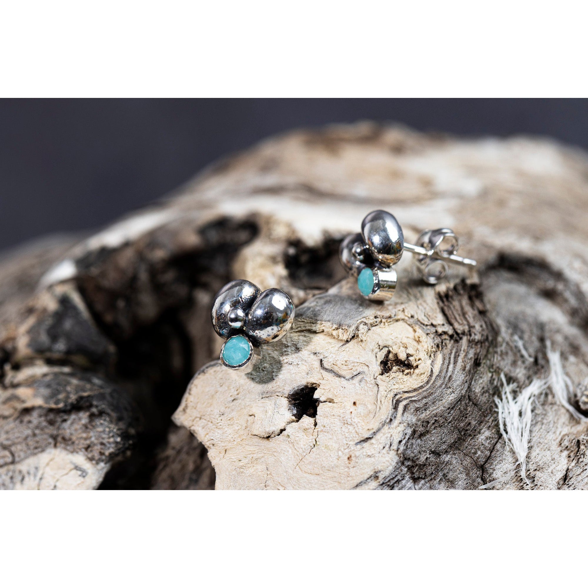 RL17 Amazonite Cluster Studs by Rebecca Lawley, available at Padstow Gallery, Cornwall