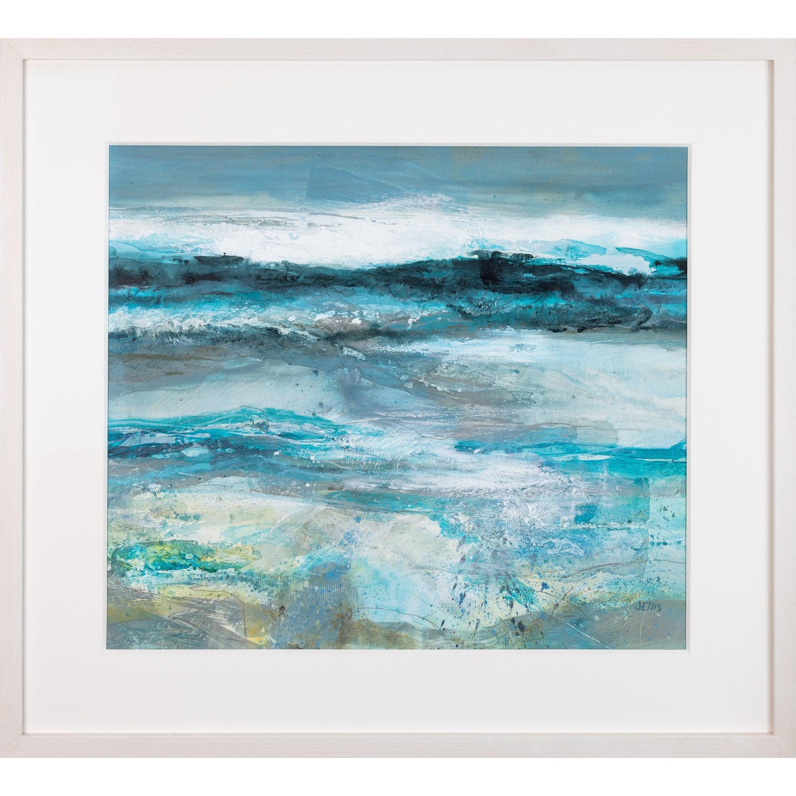 'Surfs Up' by Jo Ellis, mixed media, original available at Padstow Gallery, Cornwall