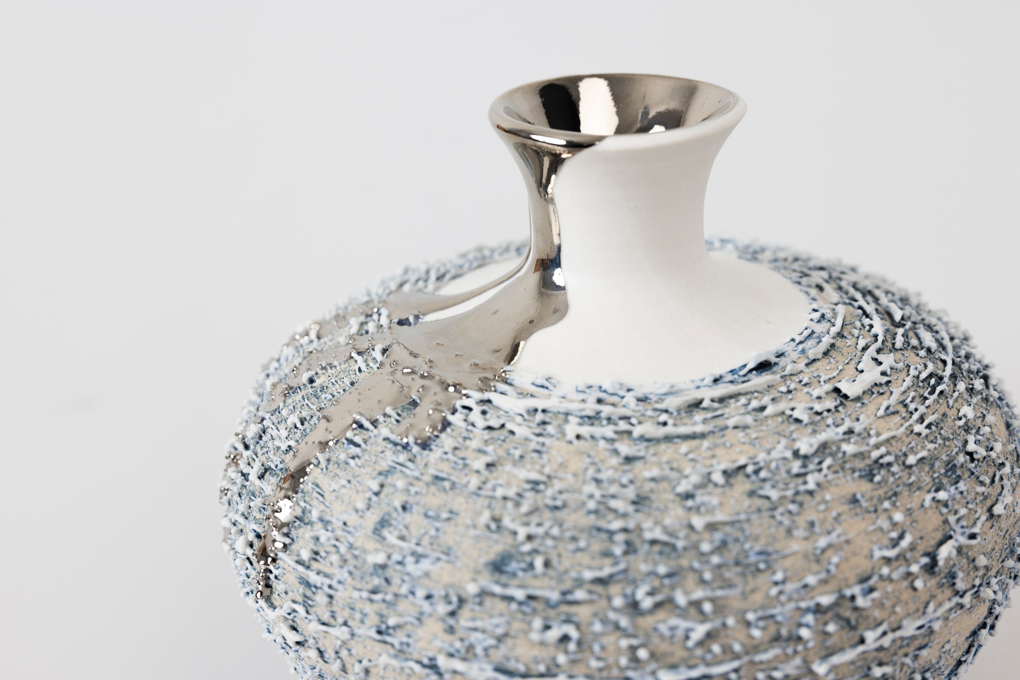 PGX41 Textured vase with Platinum Lustre by Alex McCarthy available at Padstow Gallery