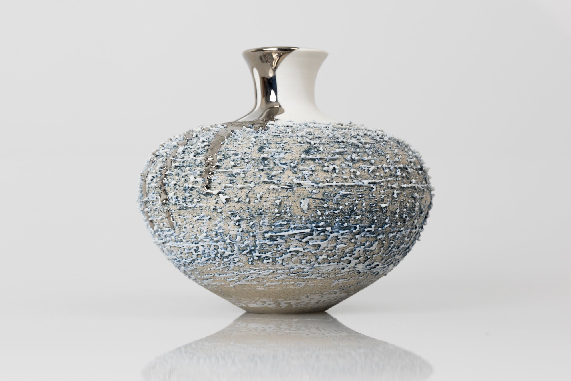 PGX41 Textured vase with Platinum Lustre by Alex McCarthy available at Padstow Gallery