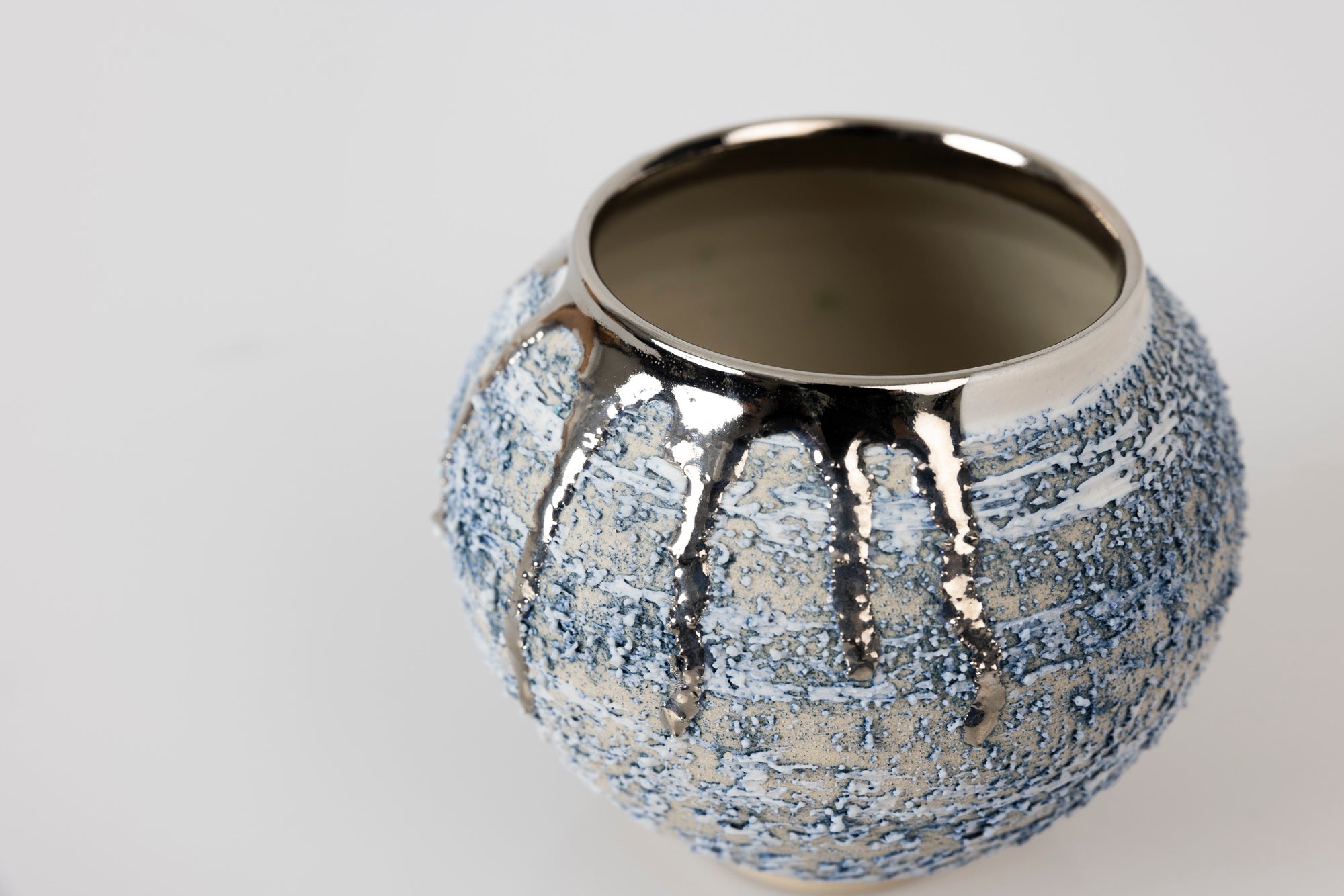 PGX42 Textured Moon Jar with Platinum Lustre by Alex McCarthy available at Padstow Gallery