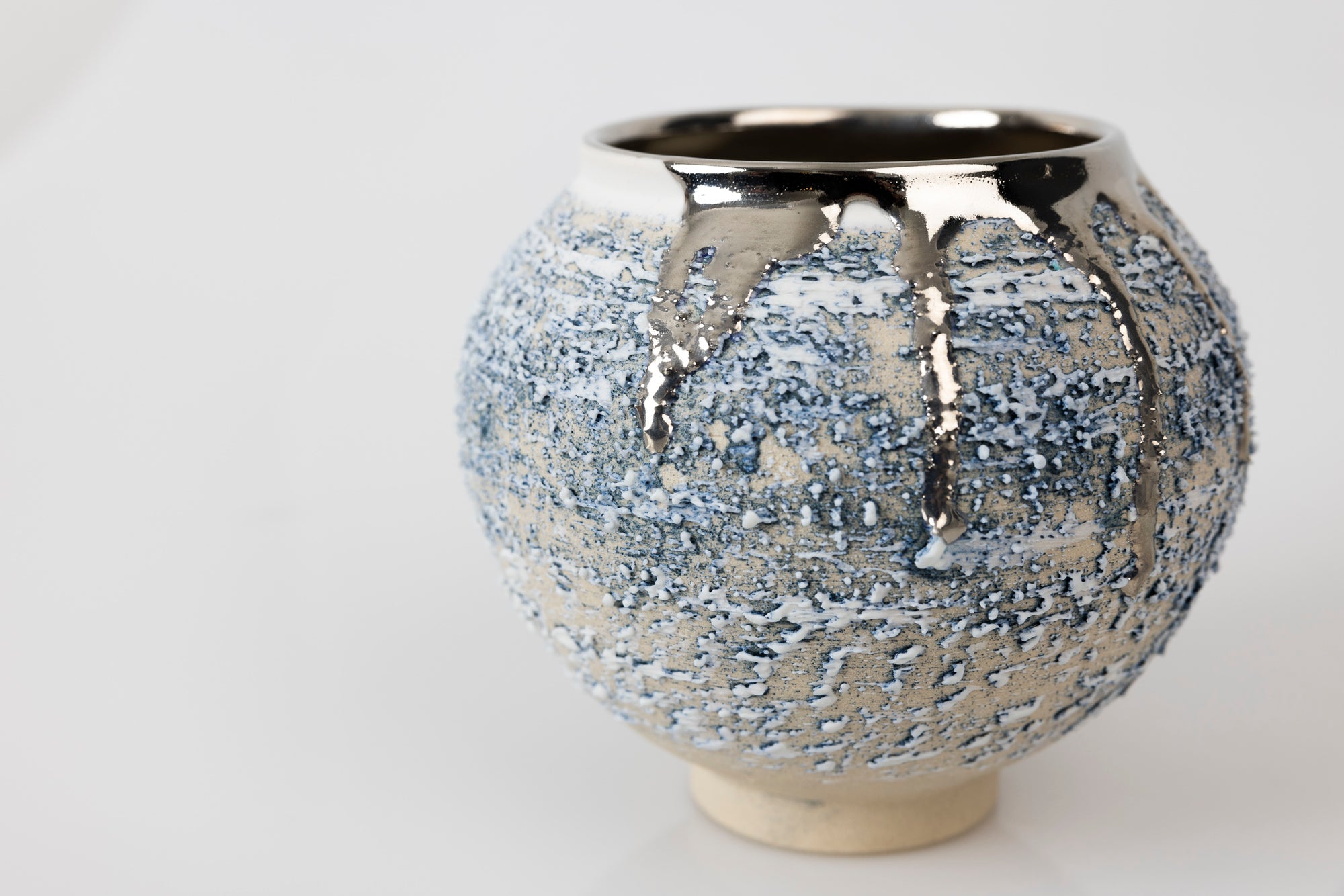 PGX42 Textured Moon Jar with Platinum Lustre by Alex McCarthy available at Padstow Gallery