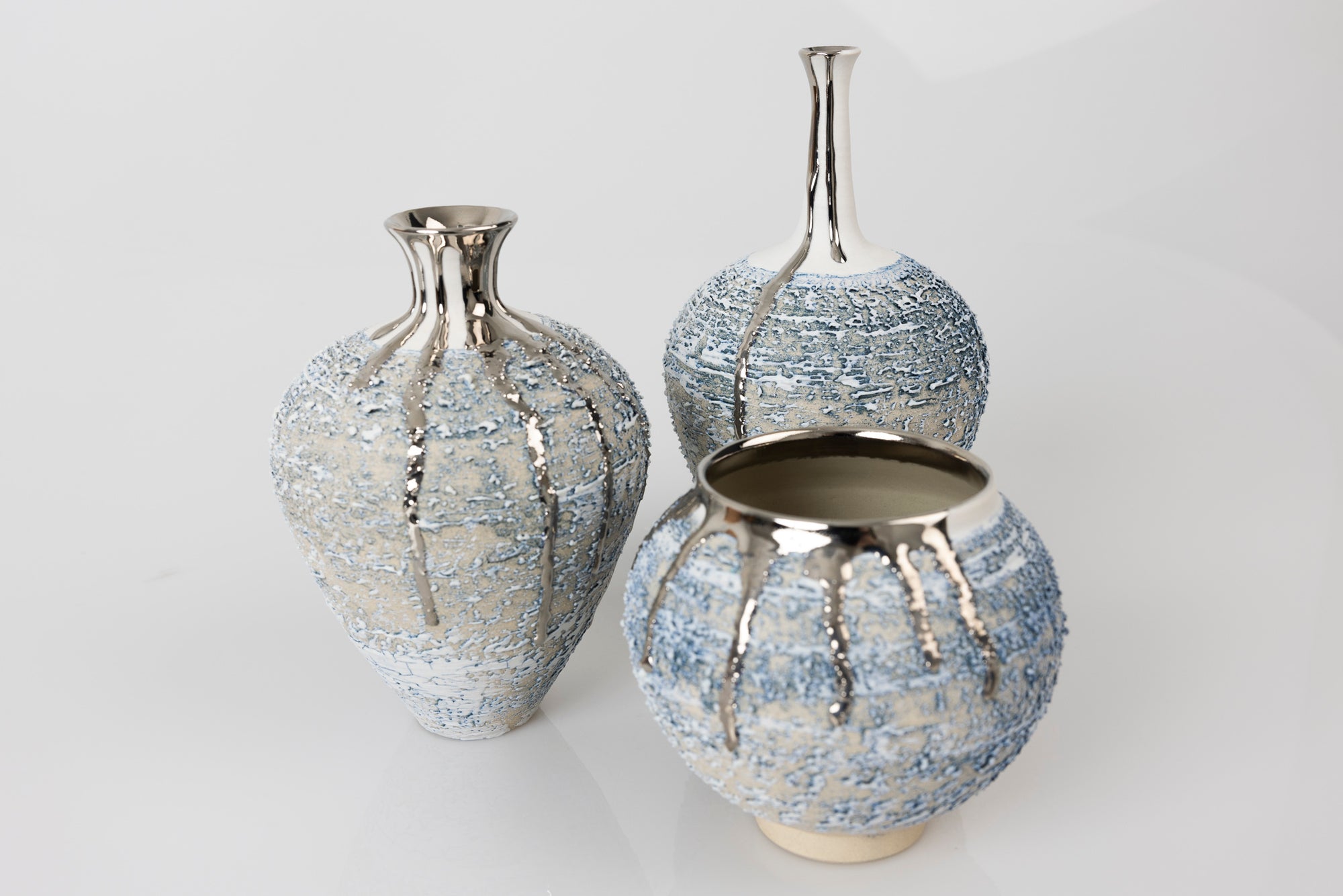 PGX42 Textured Moon Jar with Platinum Lustre by Alex McCarthy available at Padstow Gallery