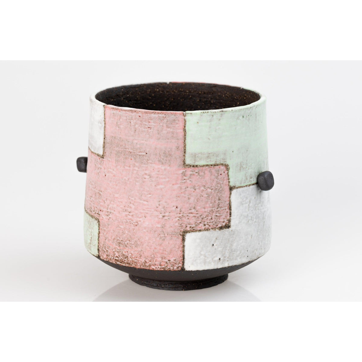 &#39;AP40b Black Vessel with &quot;washed&quot; colours&#39; by Ania Perkowska, available at Padstow Gallery, Cornwall