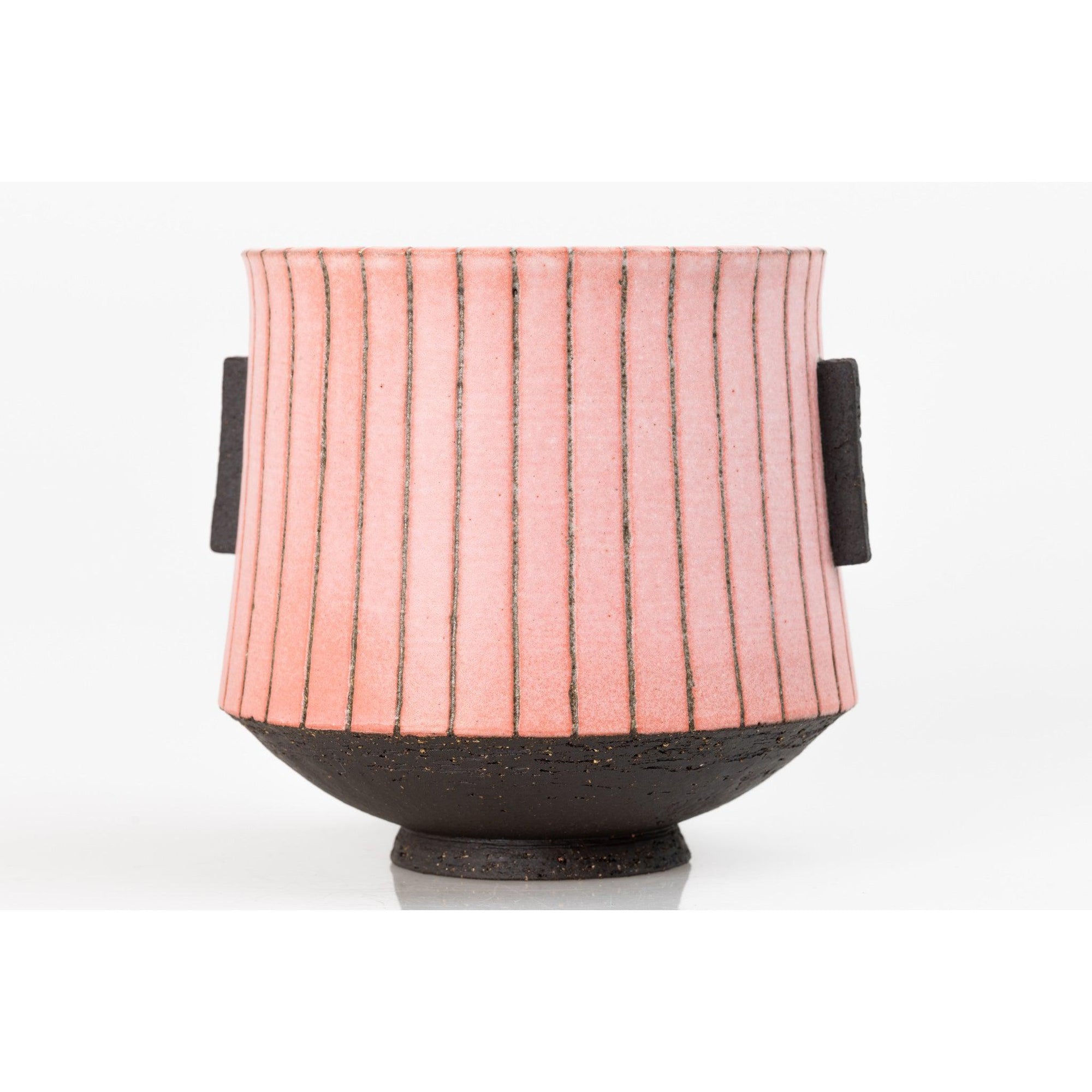 'AP37 Black Stripy Vessel - Red' by Ania Perkowska, available at Padstow Gallery, Cornwall