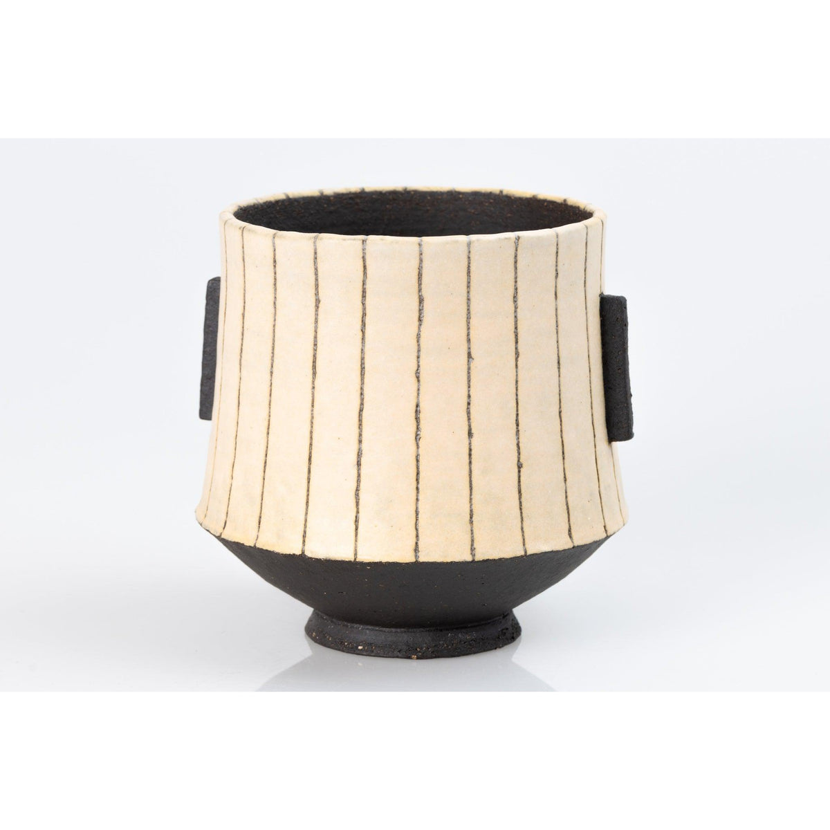 &#39;AP39 Black Stripy Vessel - Amber&#39; by Ania Perkowska, available at Padstow Gallery, Cornwall