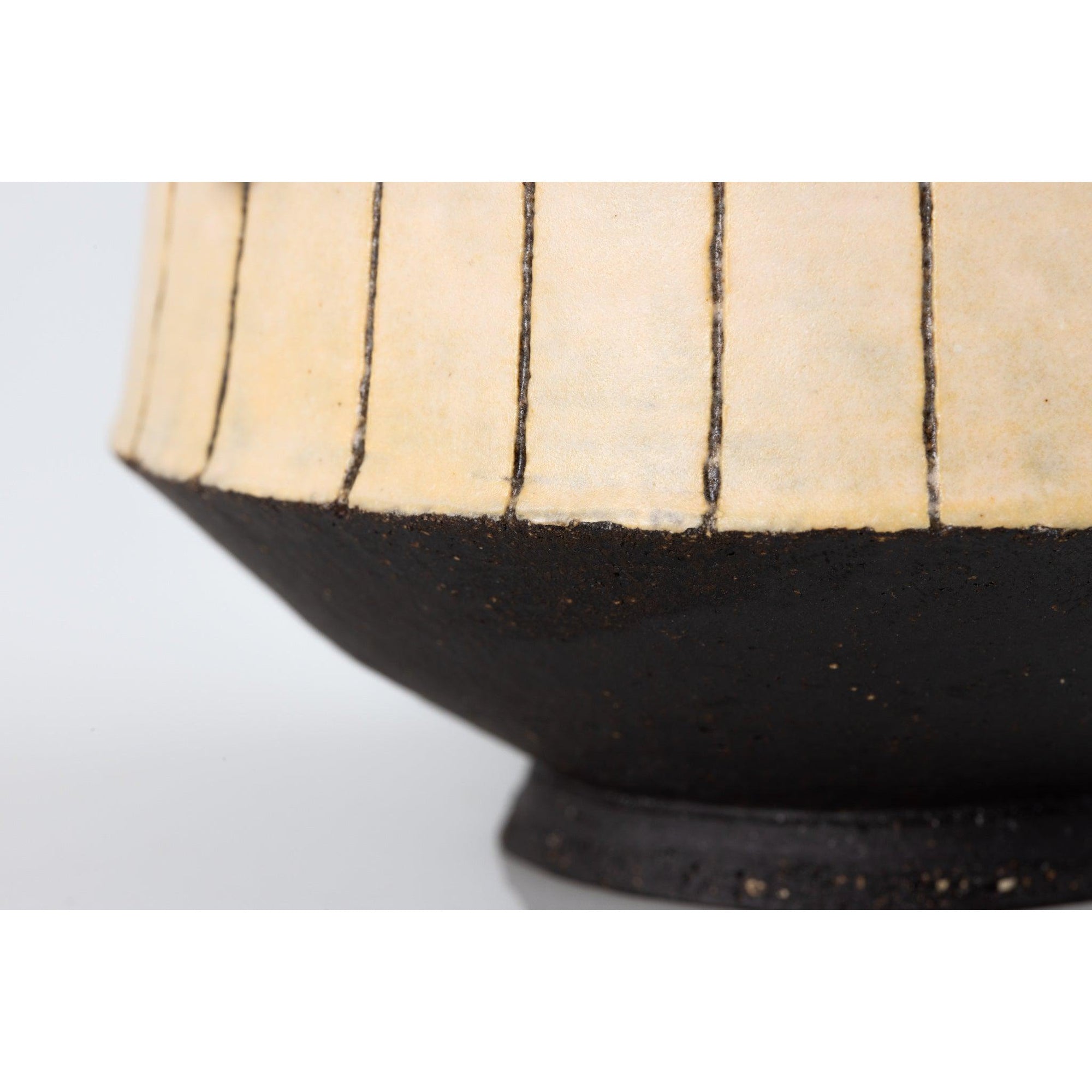 'AP39 Black Stripy Vessel - Amber' by Ania Perkowska, available at Padstow Gallery, Cornwall